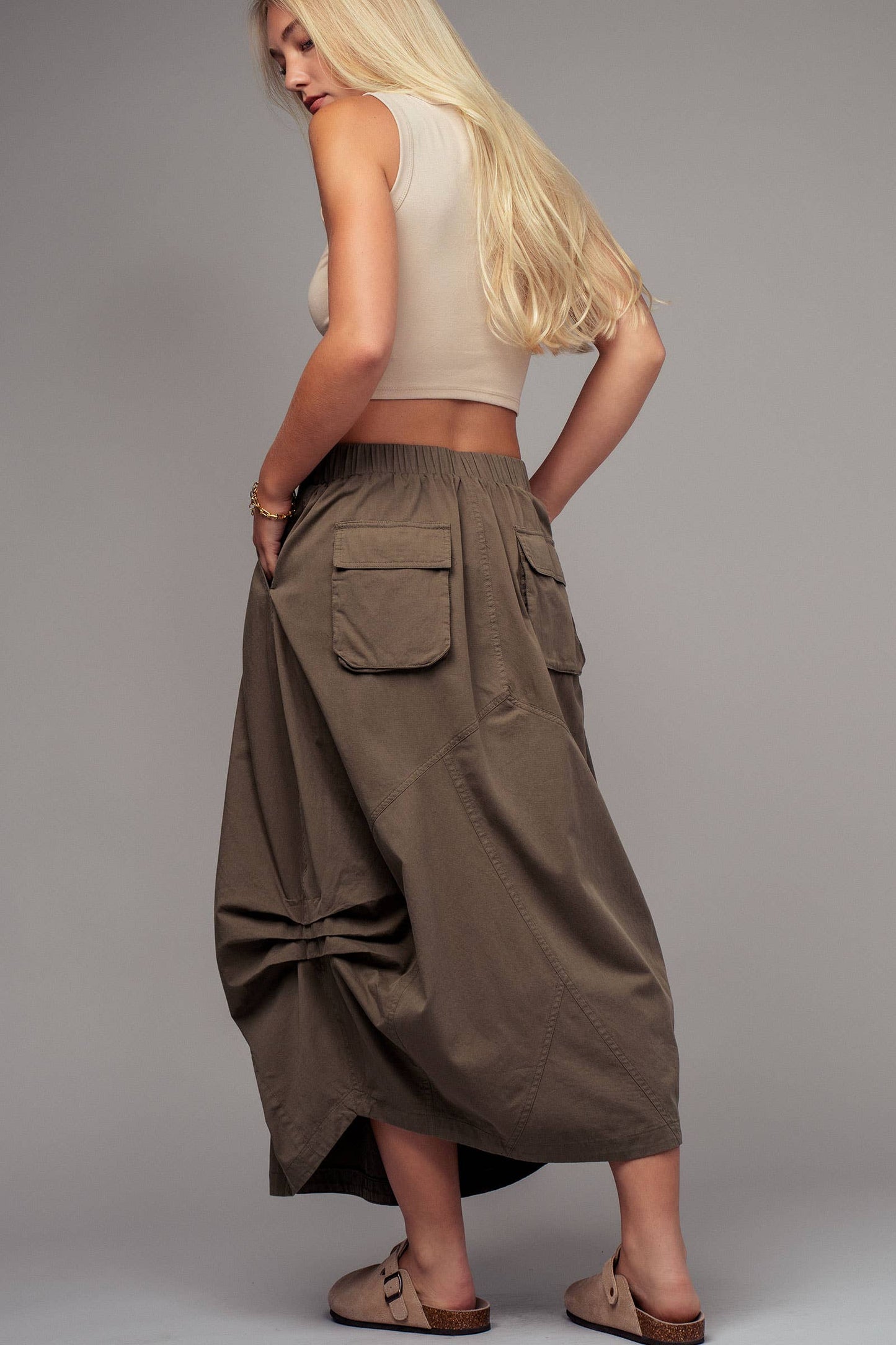 Urban Daizy Balloon Hem Drawstring Maxi Skirt