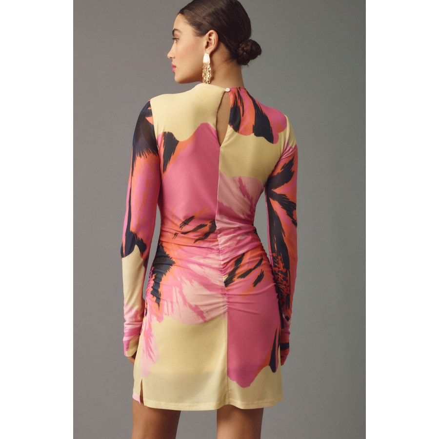 Farm Rio x Anthropologie Long-Sleeve Mock-Neck Mesh Mini Dress