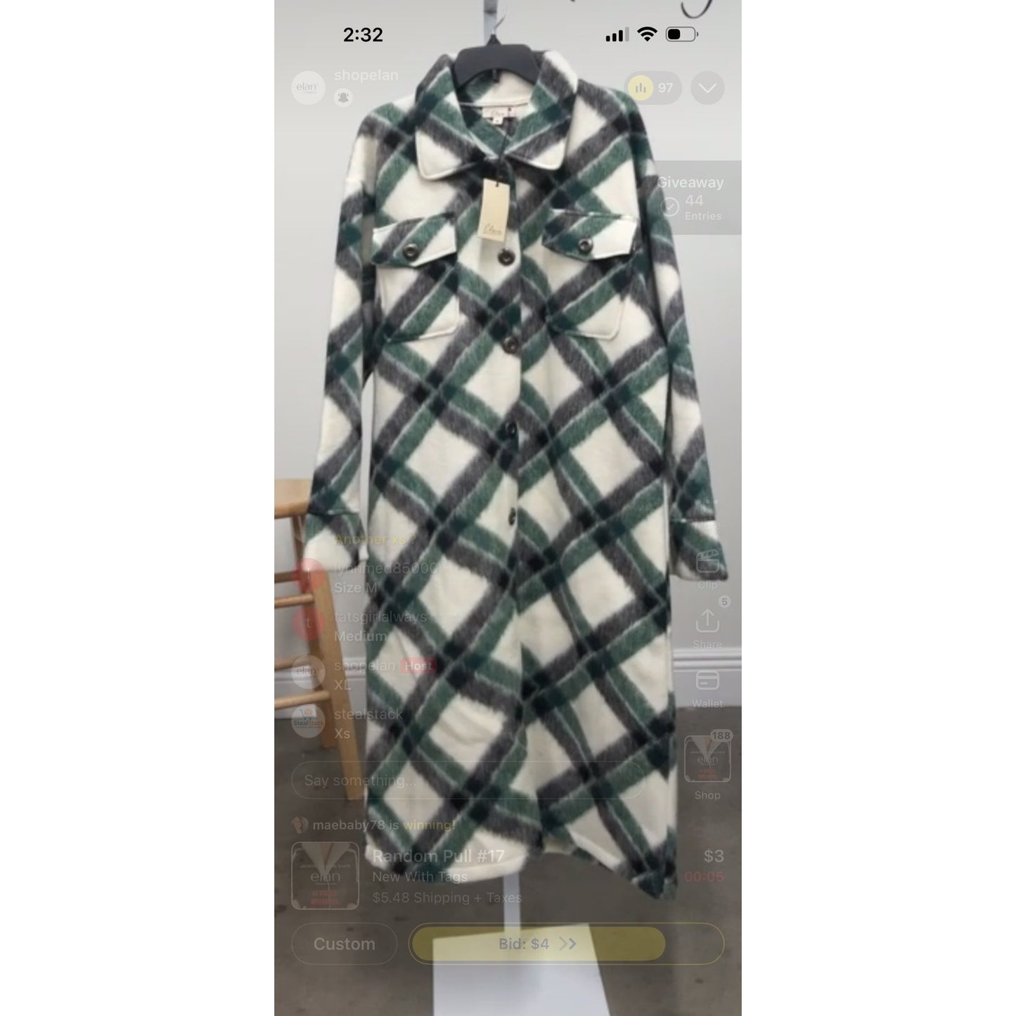 Elan Oversized Green Plaid Shirt Jacket