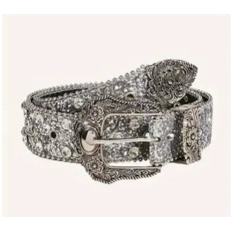 Silver Glittery and Rhinestone Western Belt