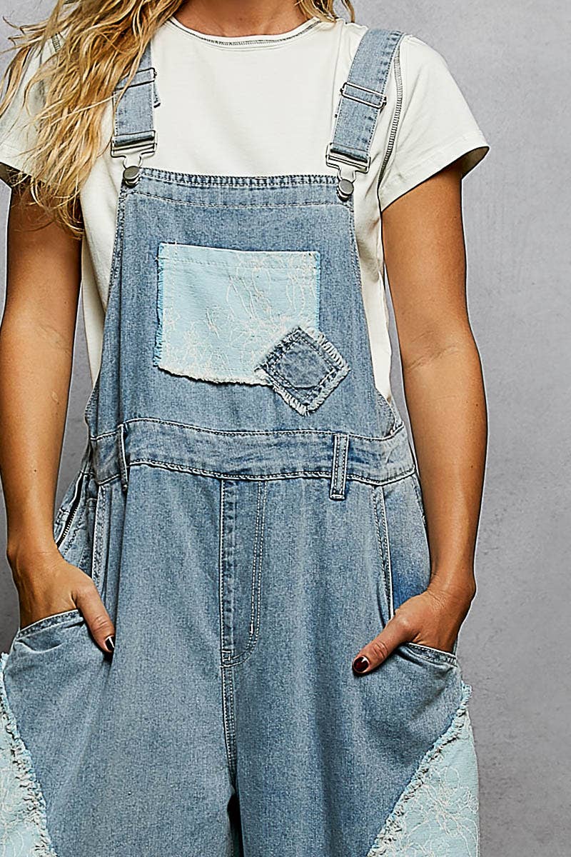 Pol Clothing Jogger Denim Overalls