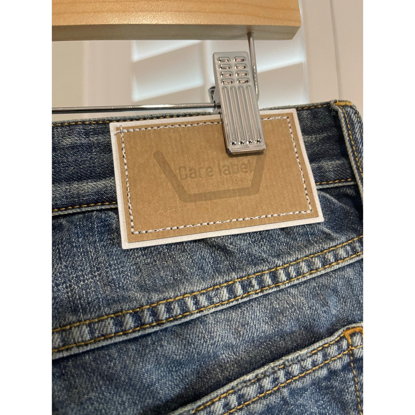 Care Label Men’s Italian Button Fly Dark Distressed Denim