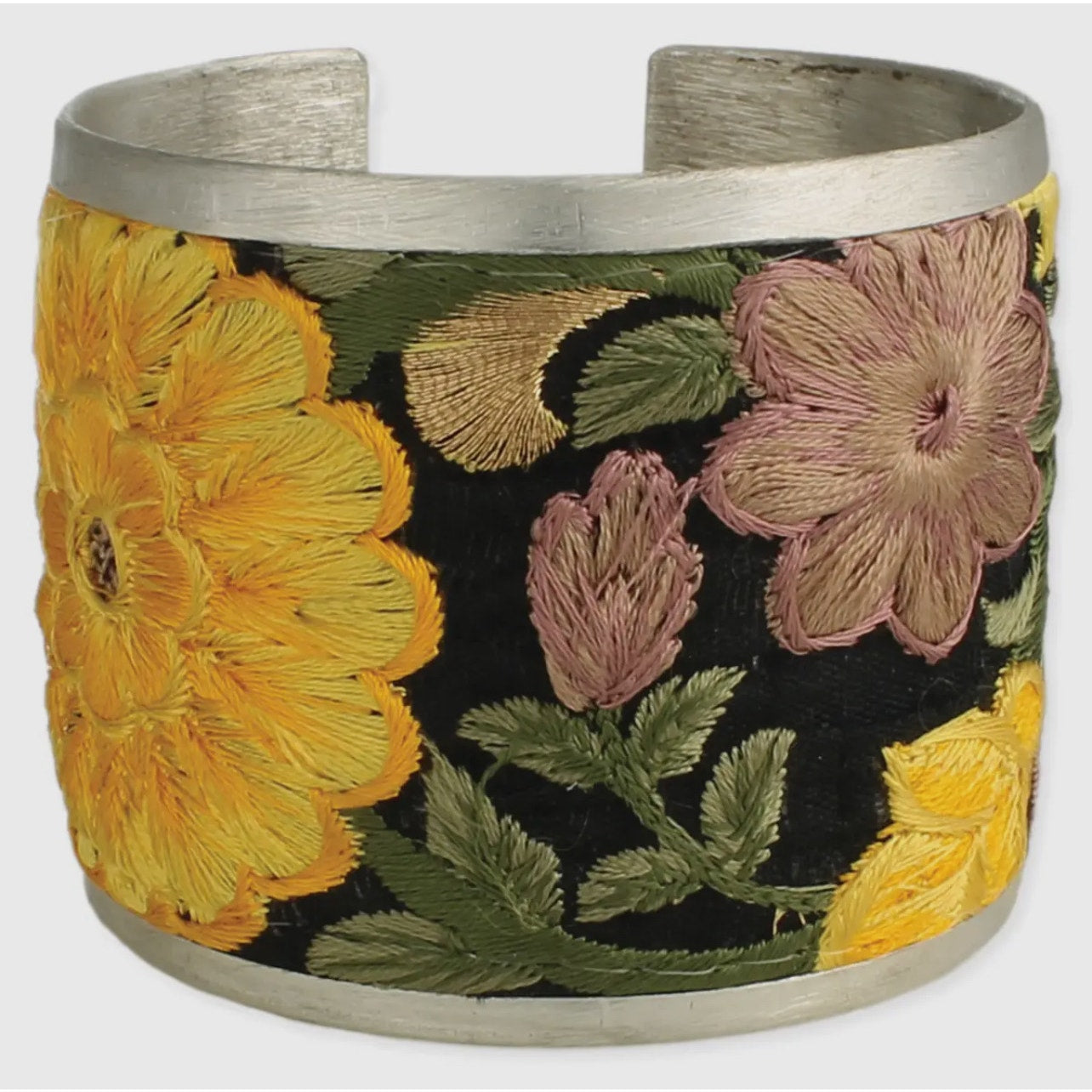 Yellow Flower Embroidery Cuff Bracelet
