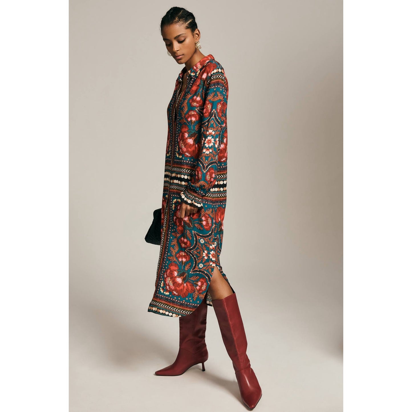 Farm Rio Long-Sleeve Shirt Dress