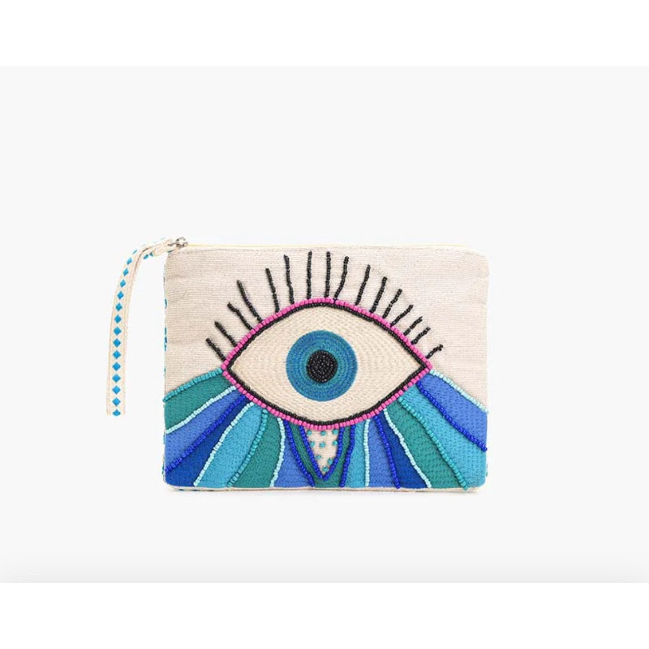 Wanderlust Evil Eye Embellished Wristlet Clutch