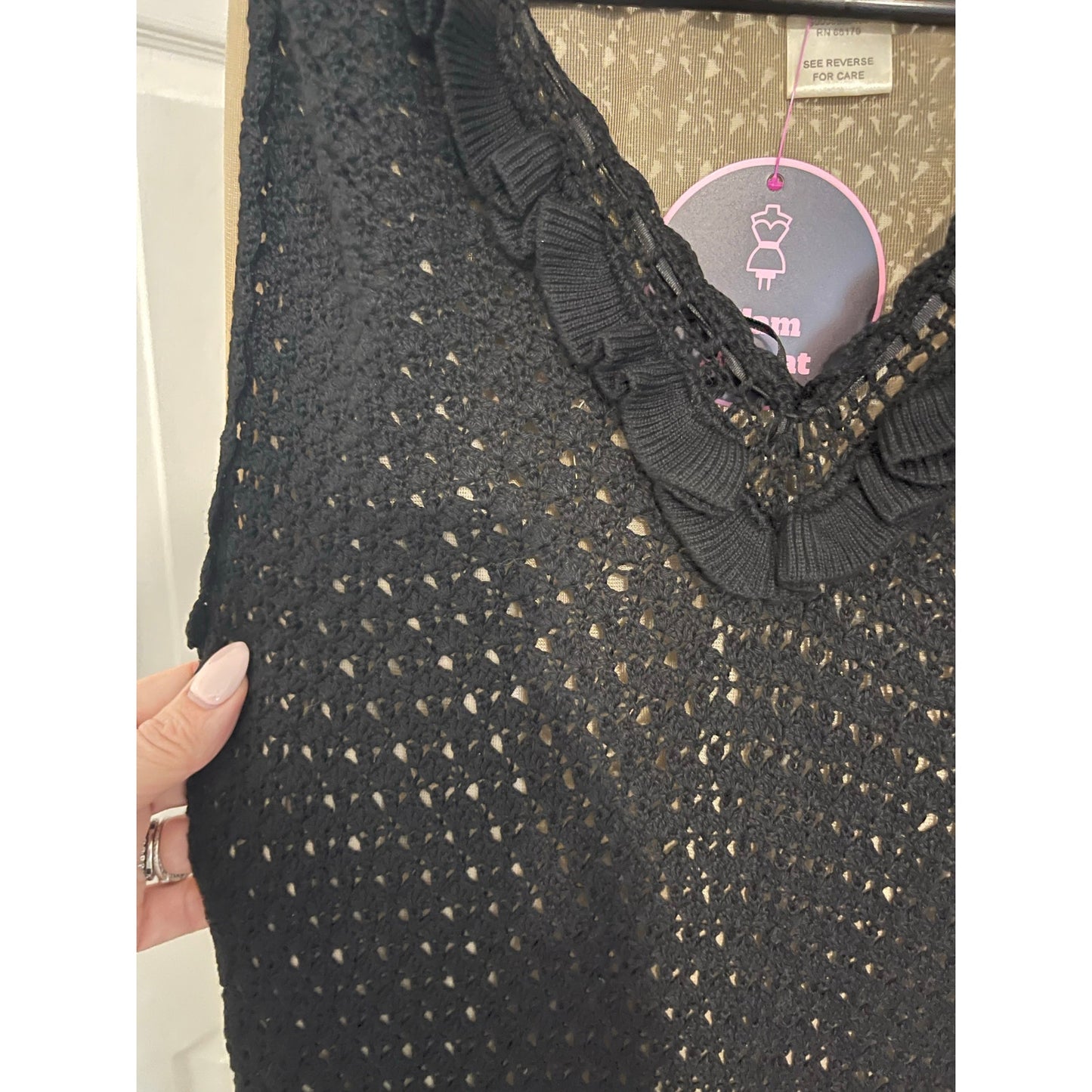 Odille Black Crocheted Dress