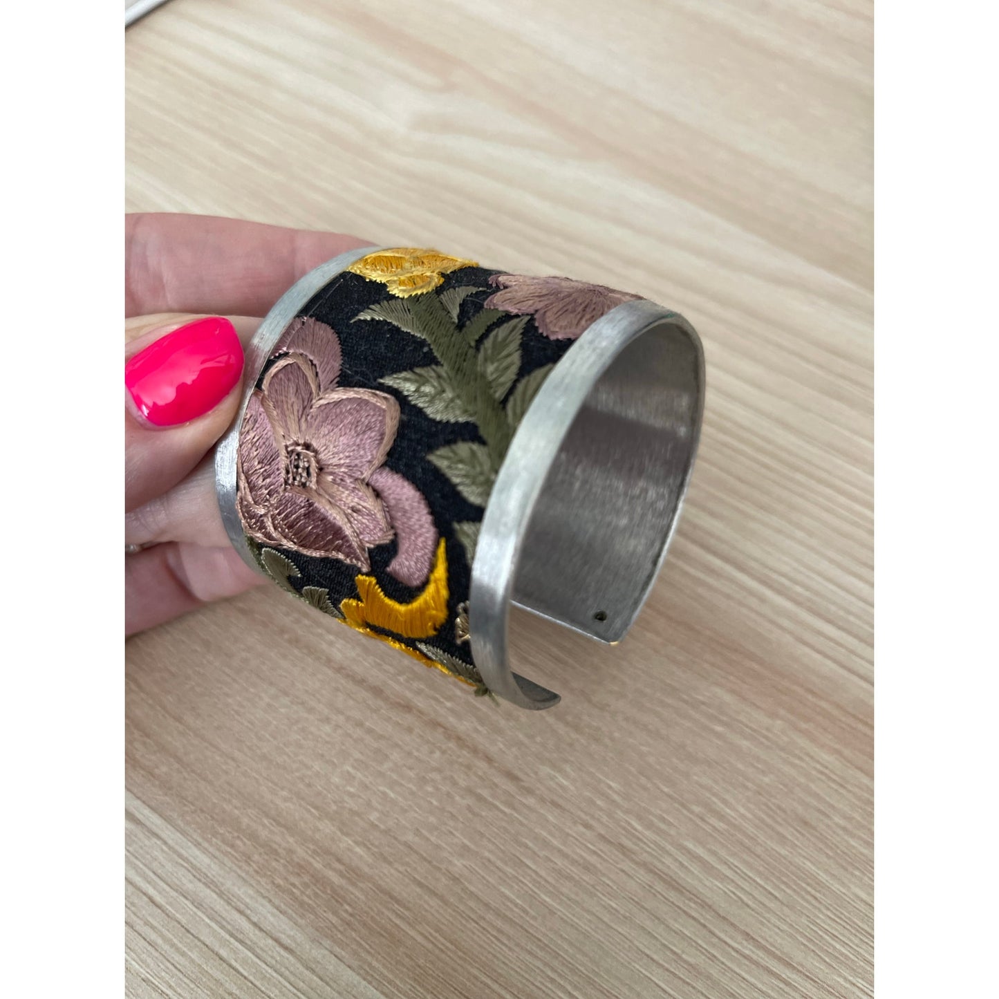 Yellow Flower Embroidery Cuff Bracelet