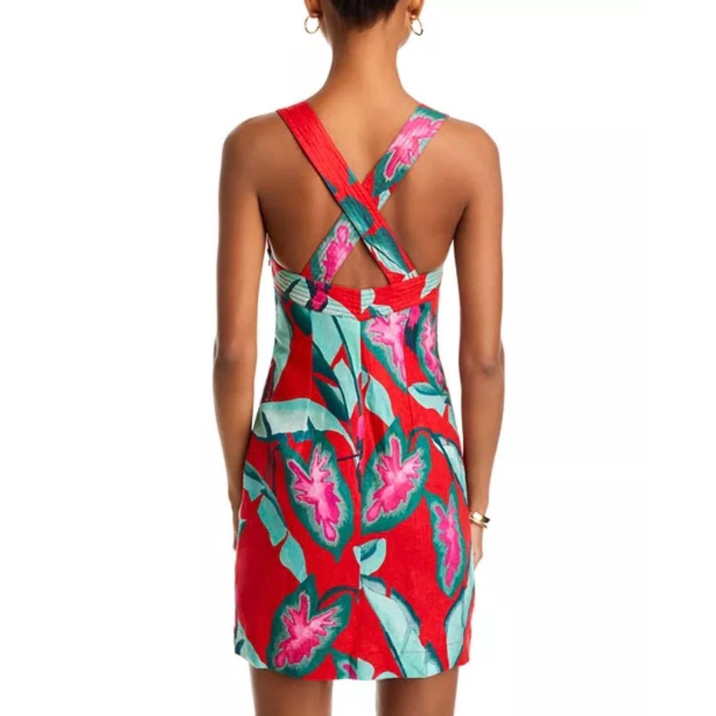 FARM Rio Red Summer Foliage Mini Dress