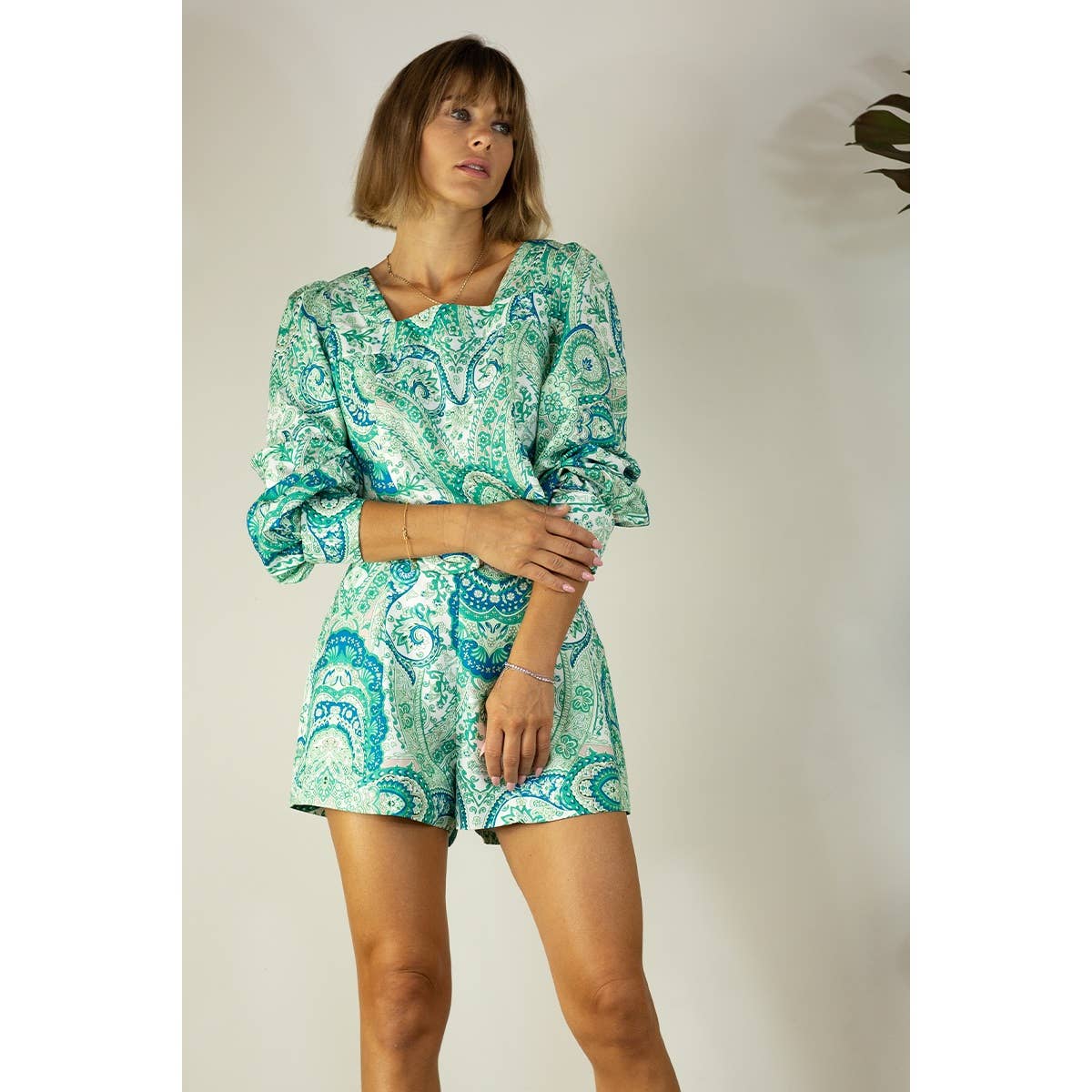 Mulla Paisley Crop Top and Shorts Set
