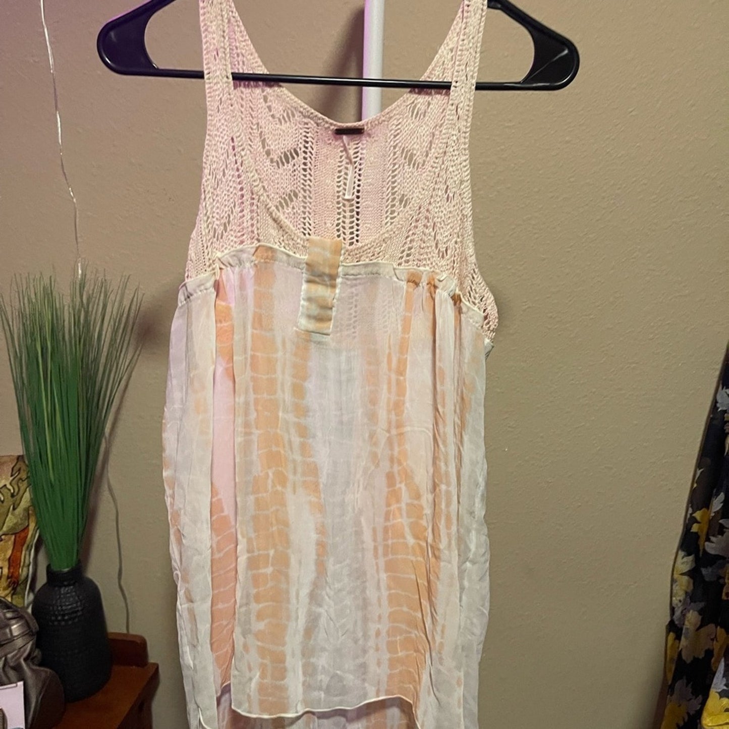 New Free People Susquehanna Crochet Tie Dye Tank Top