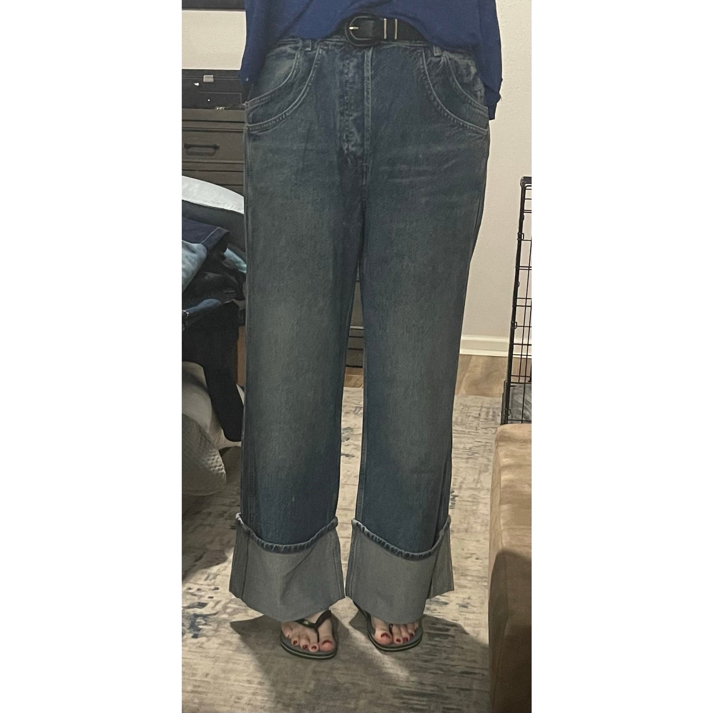 Free People Final Countdown Cuffed Mid-Rise Denim