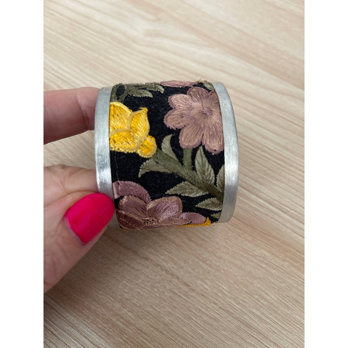Yellow Flower Embroidery Cuff Bracelet