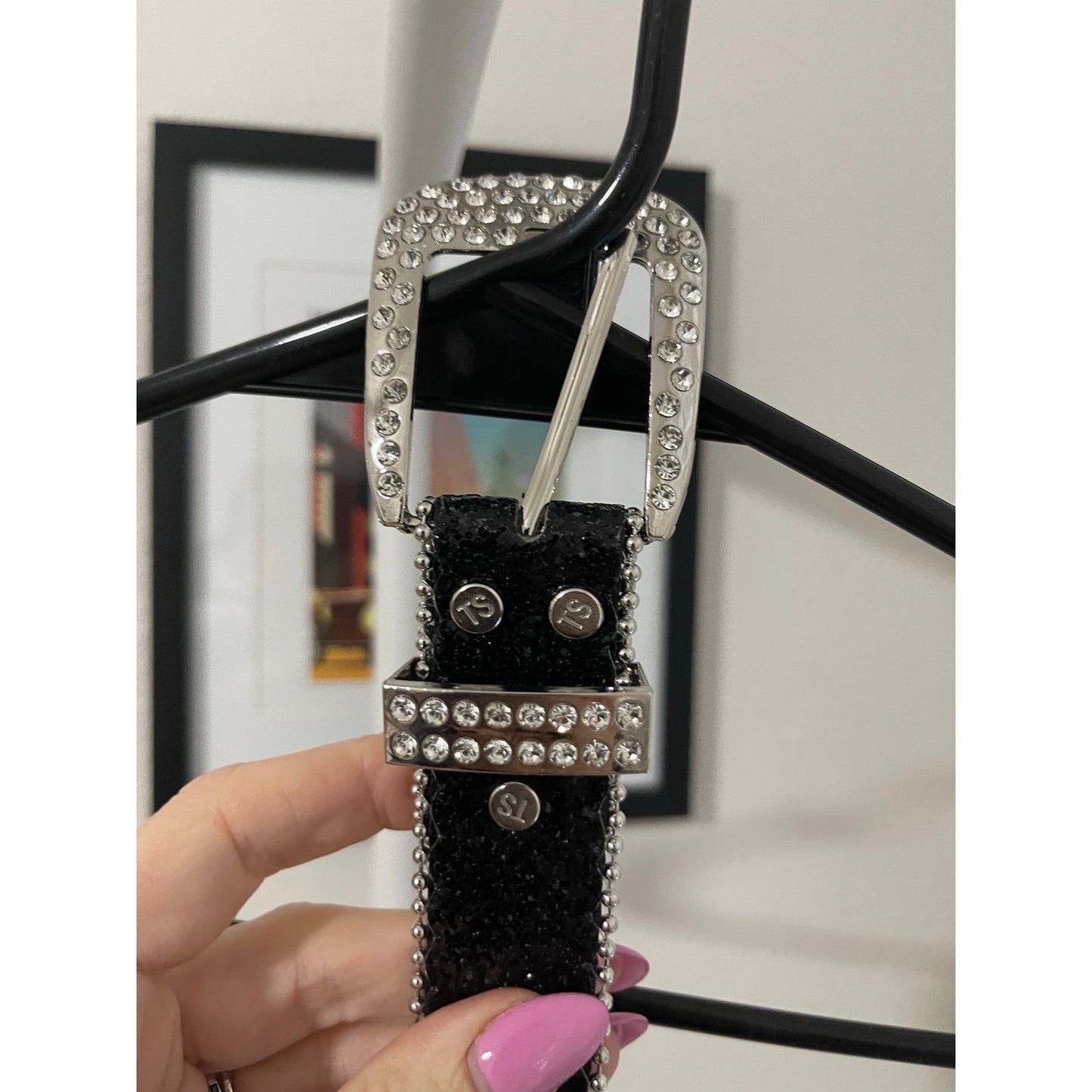 Black Rhinestone Studded Belt