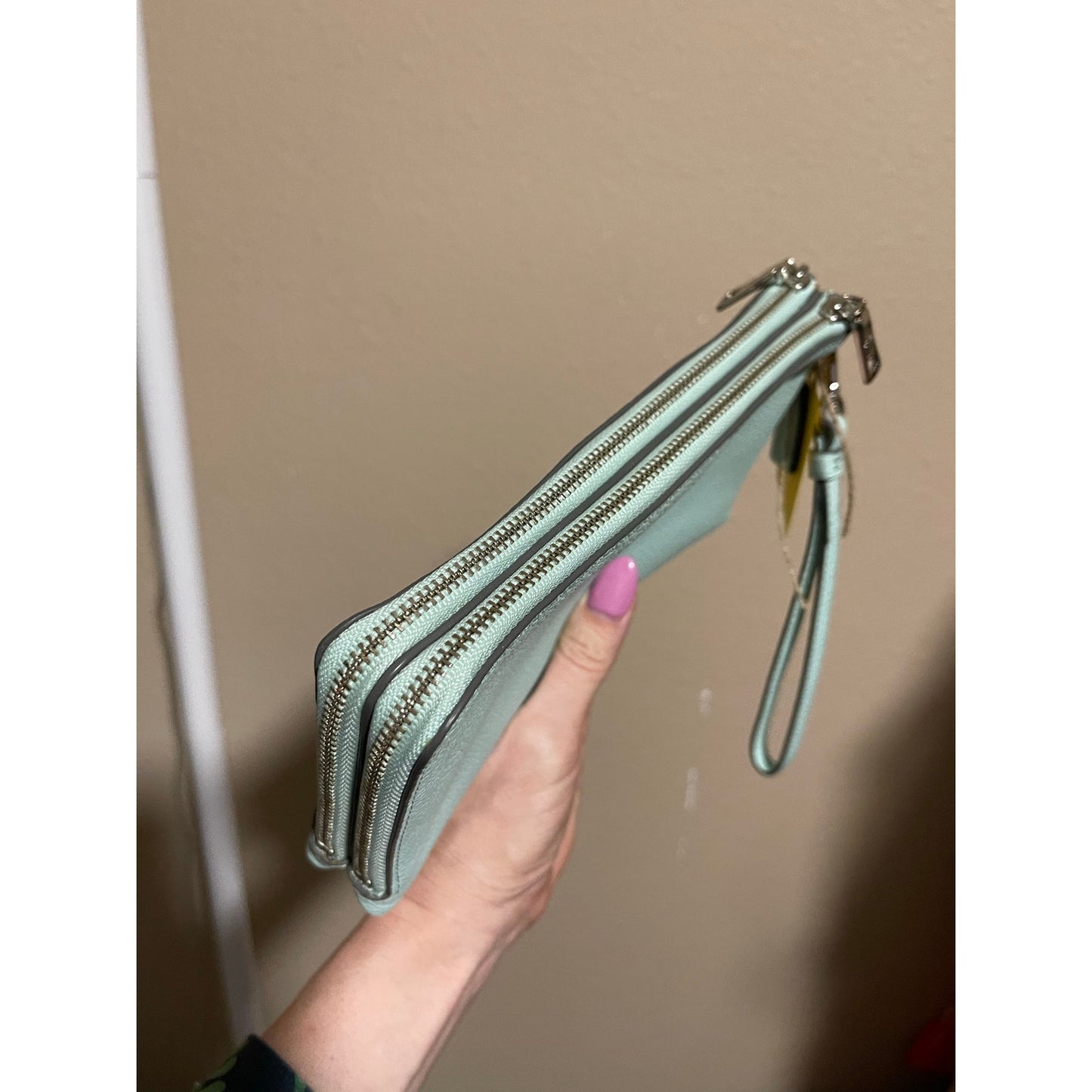 Coach Porch Blue Double Zip Wallet