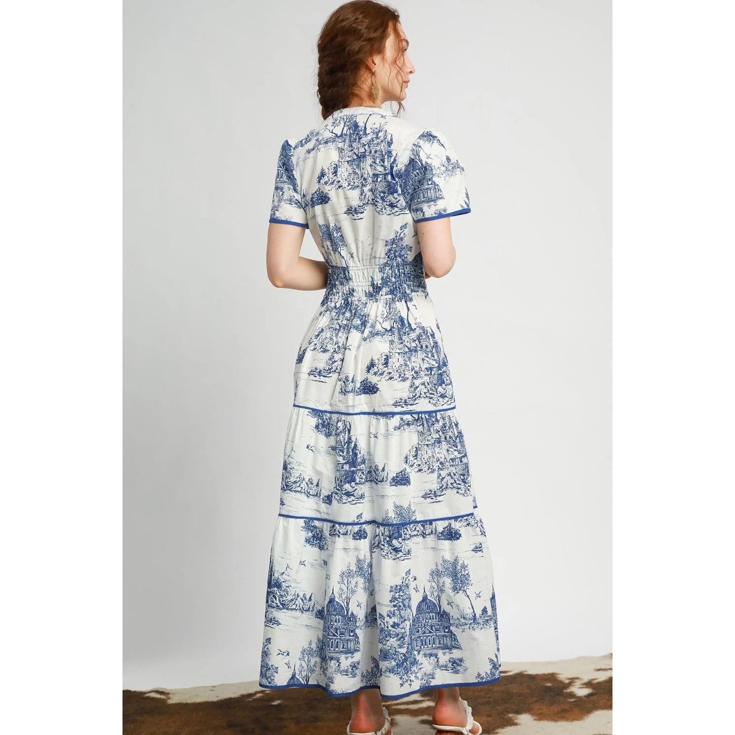Umgee Scenic Toile Smocked Waist Maxi Dress
