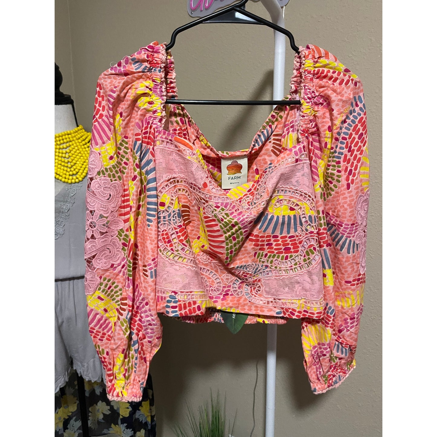 Farm Rio x Anthropologie Dotted Bananas Blouse
