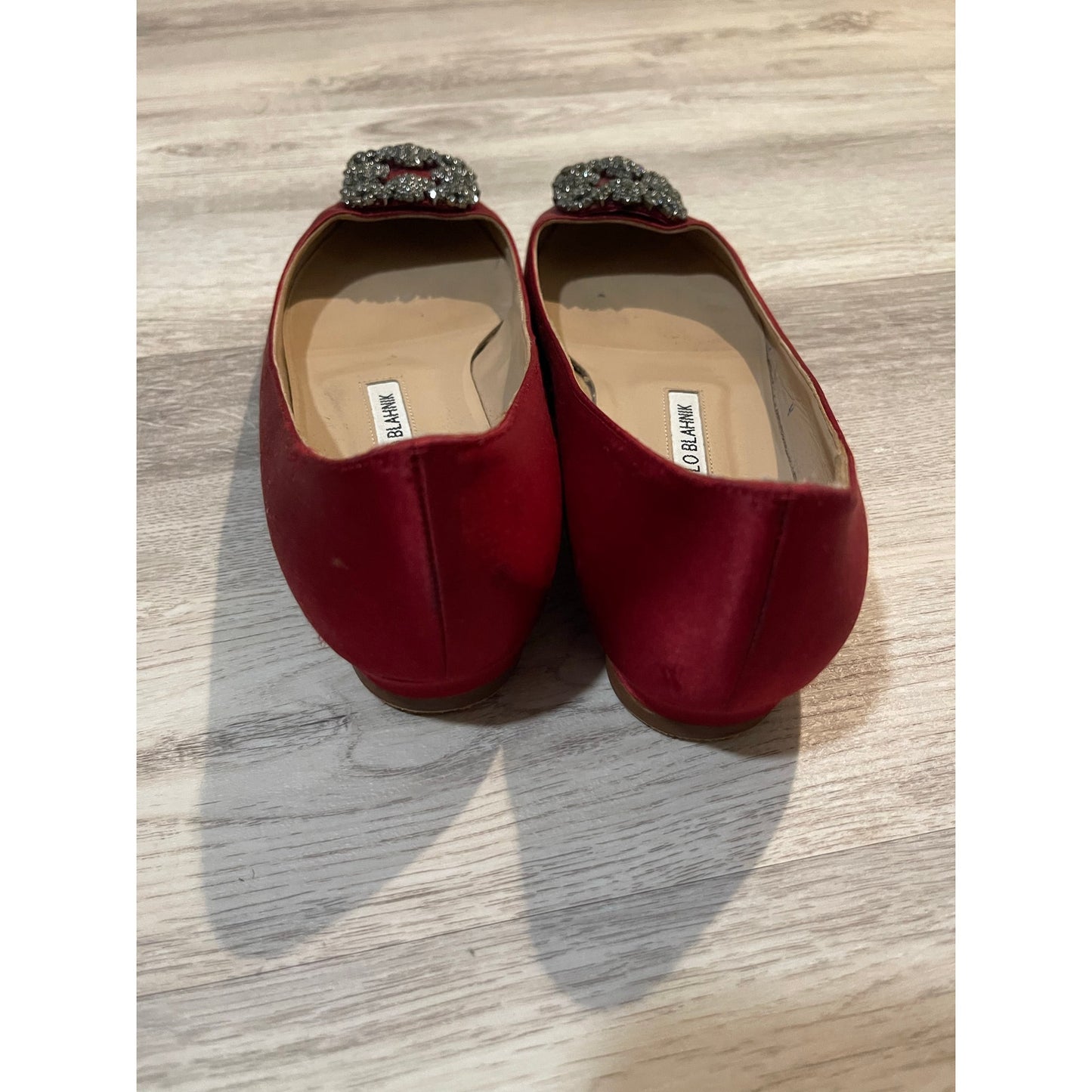Manolo Blahnik Hangisiflat Satin Crystal Embellishment Flats