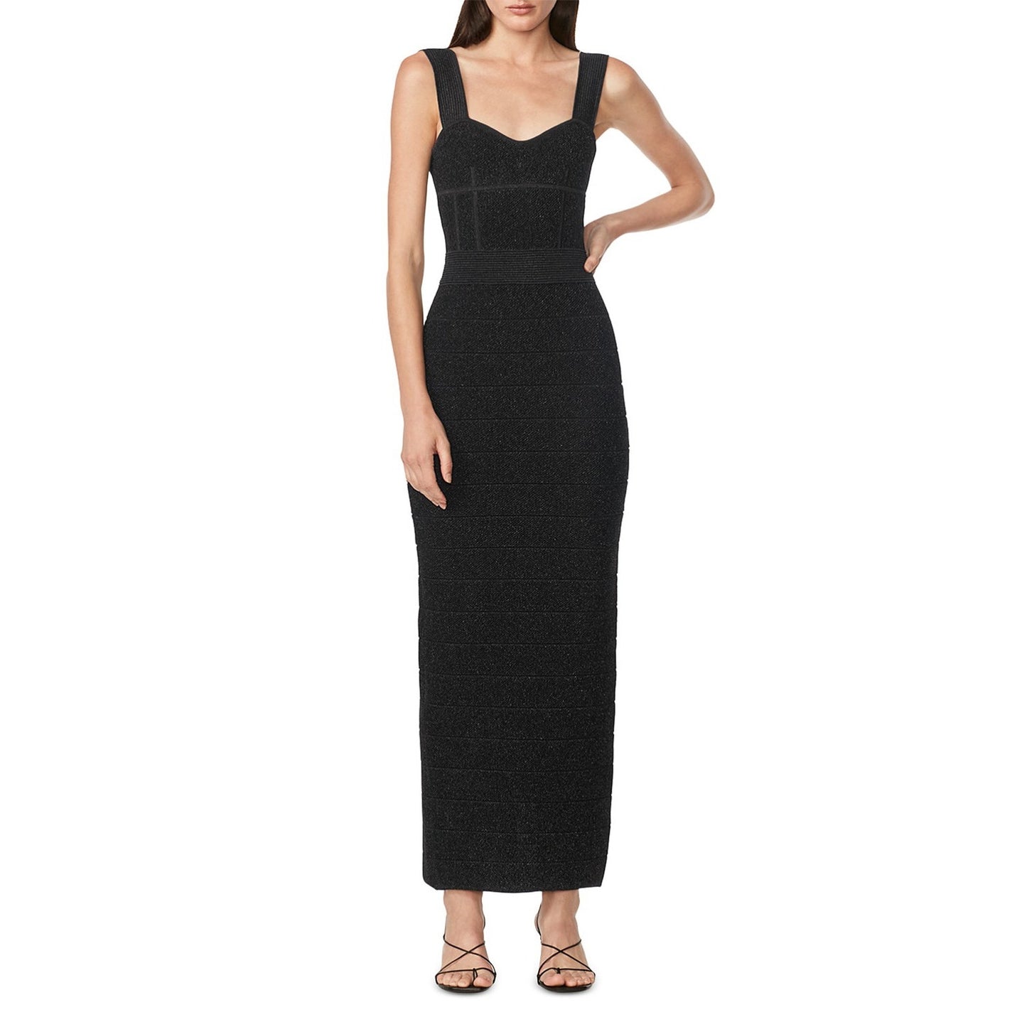 HERVÉ LÉGER Textured Lurex Sweetheart Gown