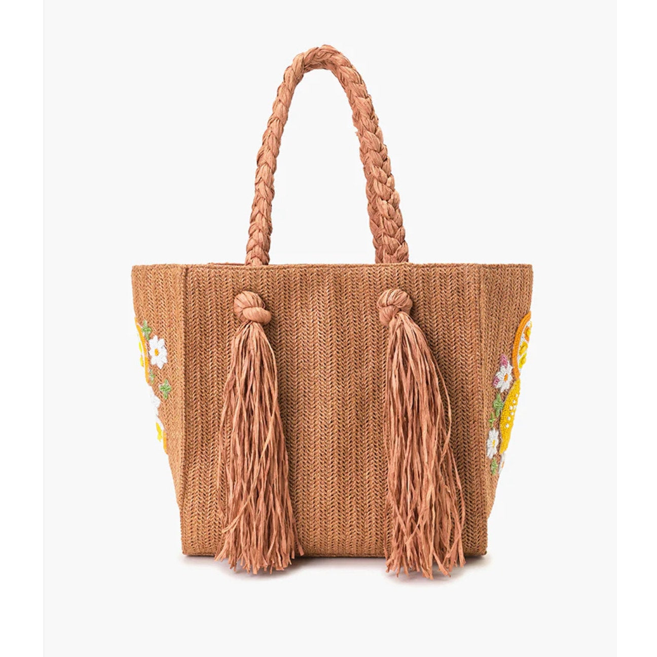 Daisy Citrus Straw Tote