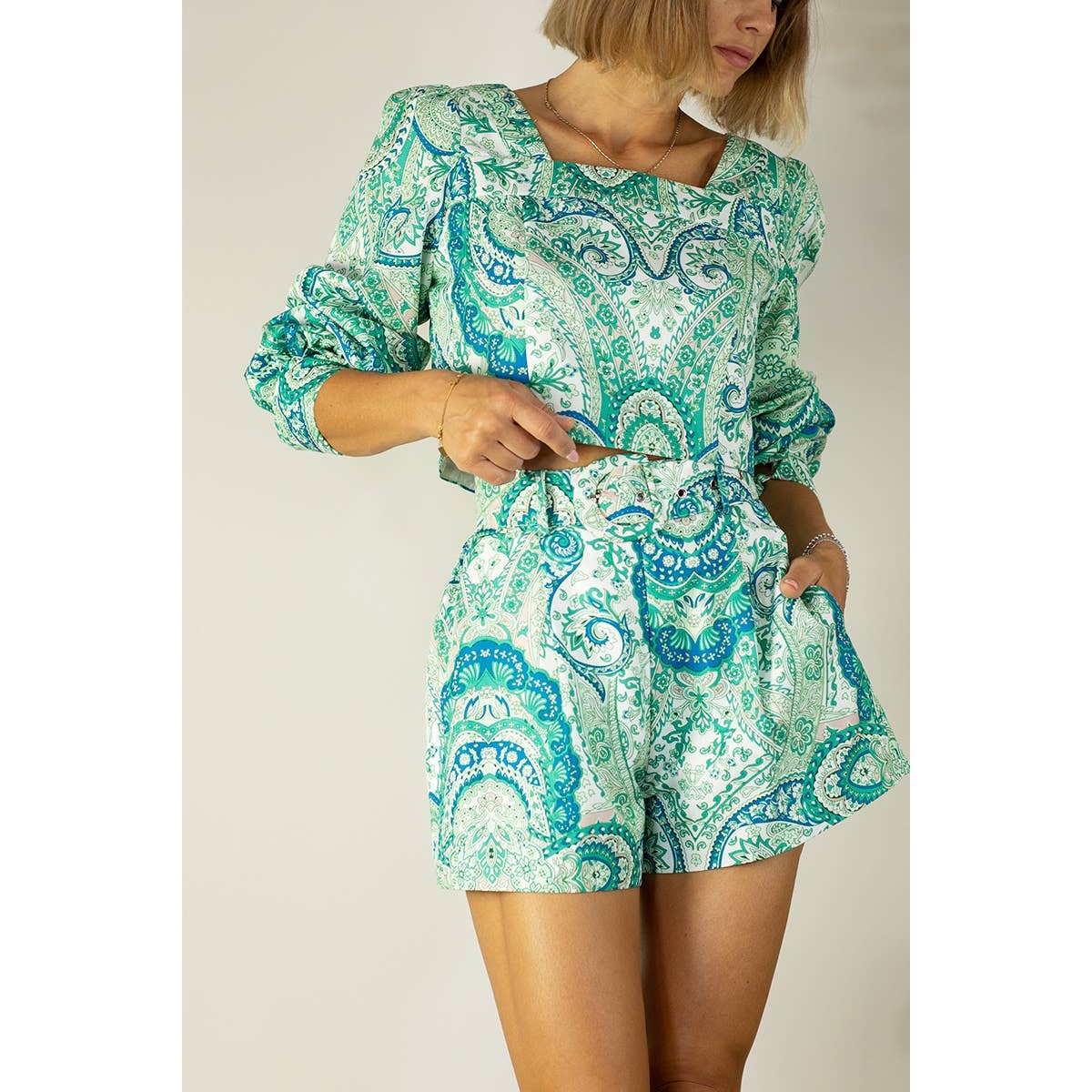 Mulla Paisley Crop Top and Shorts Set