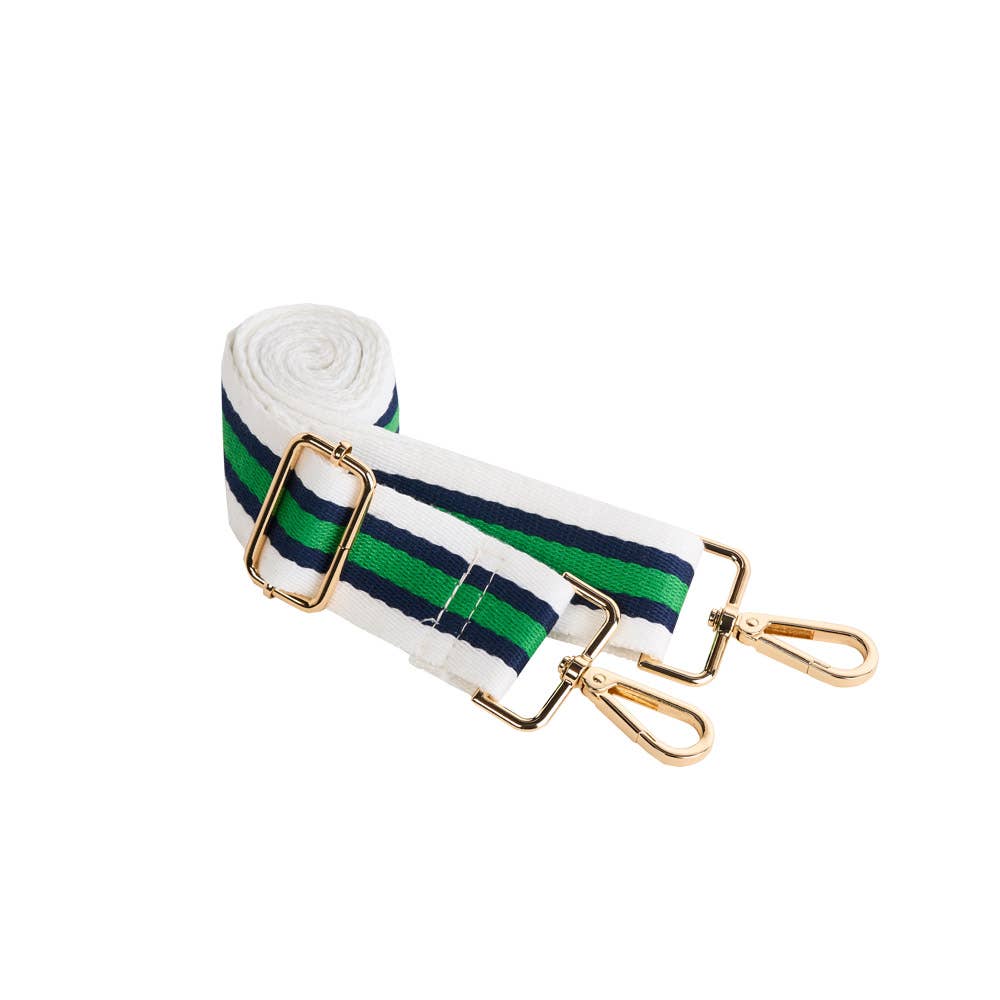 WanderFull - White Ripstop HydroBag with Green, White Navy Striped Strap