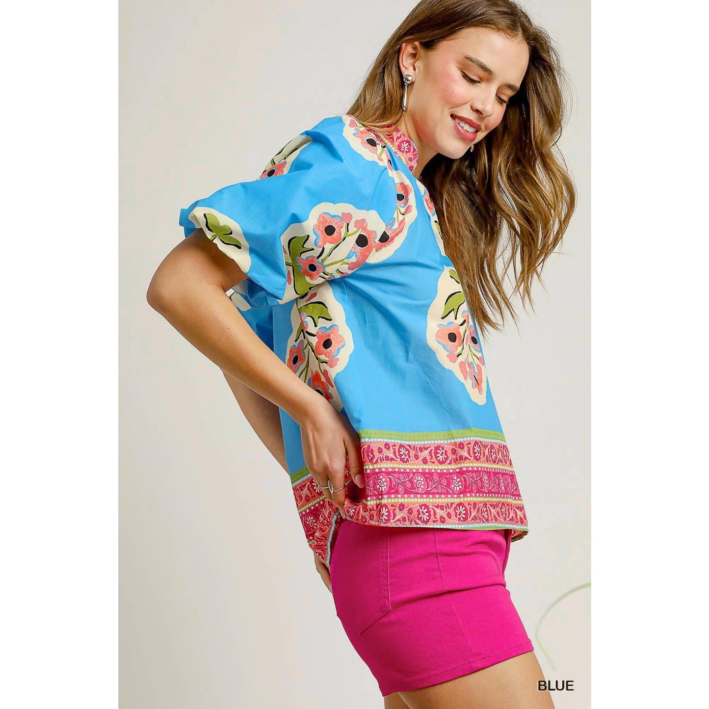 Umgee Boho-Chic Floral Print Blouse