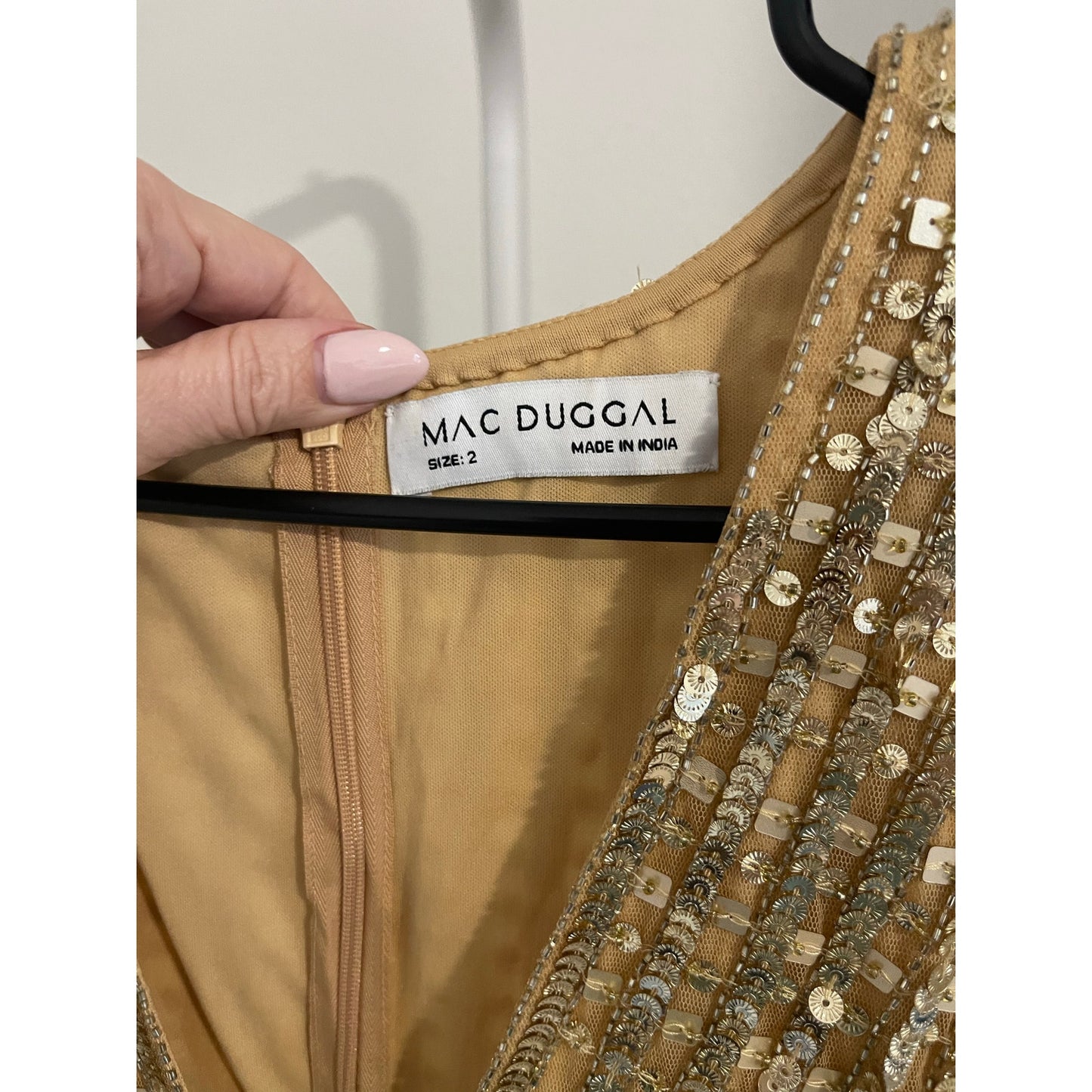 Mac Duggal Embellished Sleeveless V Neck A Line Cocktail Dress