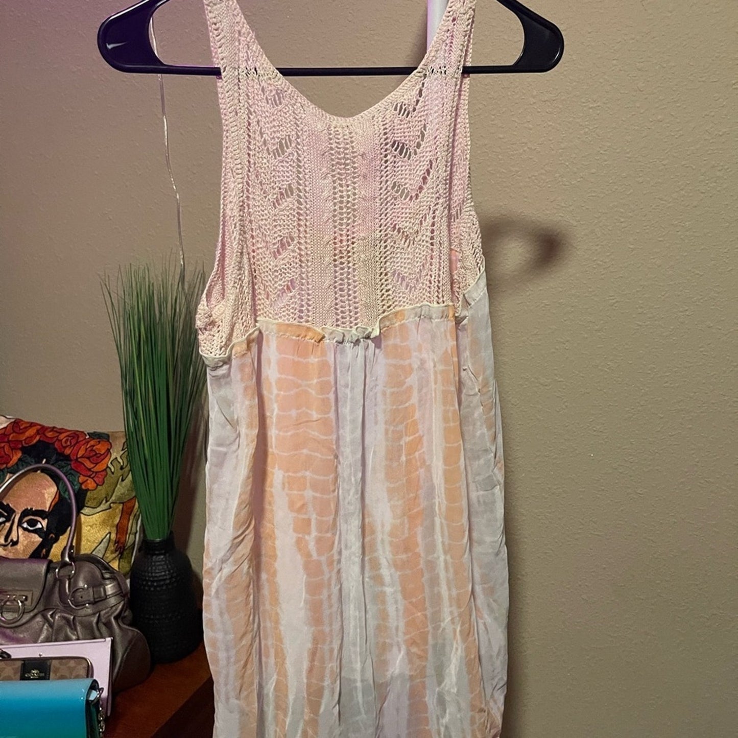 New Free People Susquehanna Crochet Tie Dye Tank Top