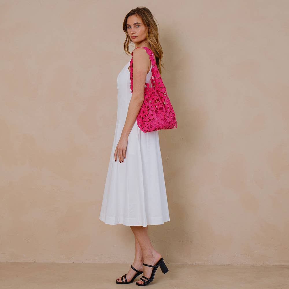 Melie Bianco - Aster Black Floral Shoulder Bag