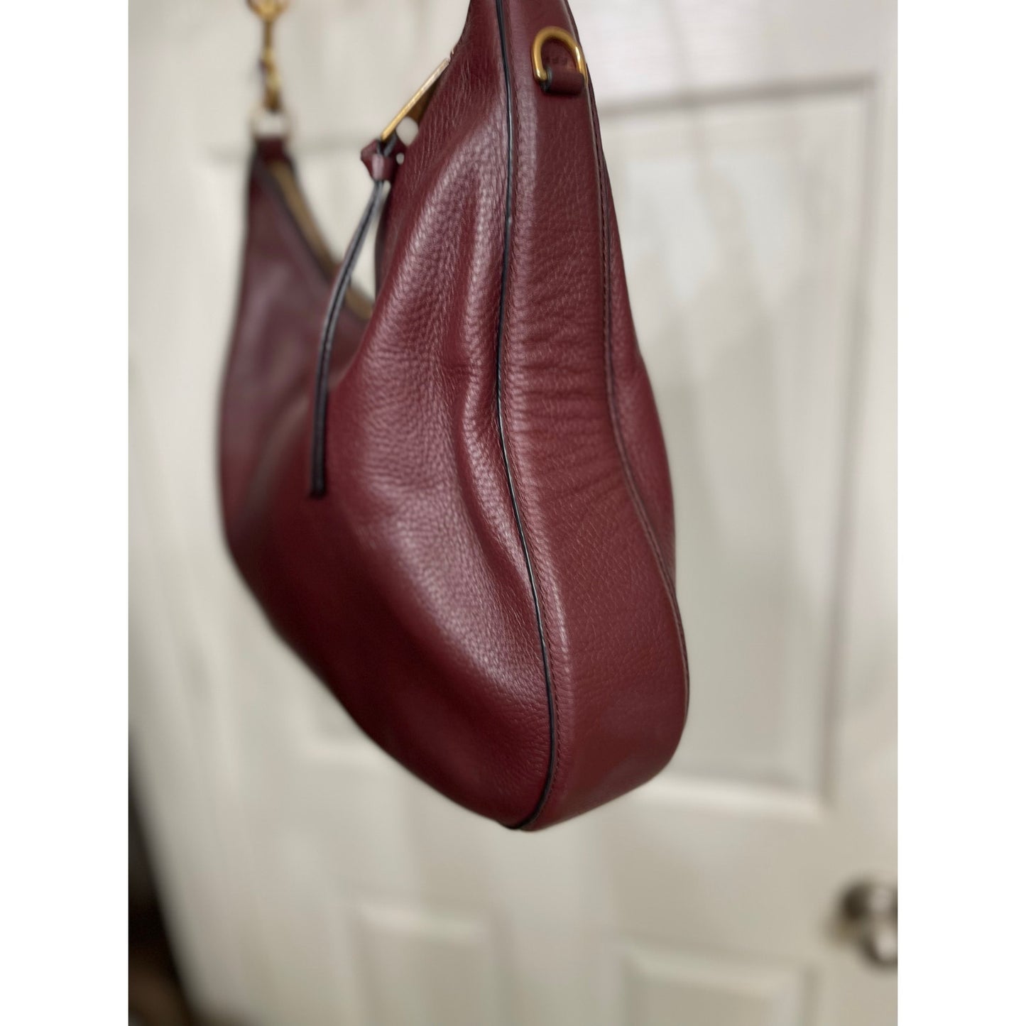 Marc Jacobs Recruit Leather Burgandy Hobo Handbag