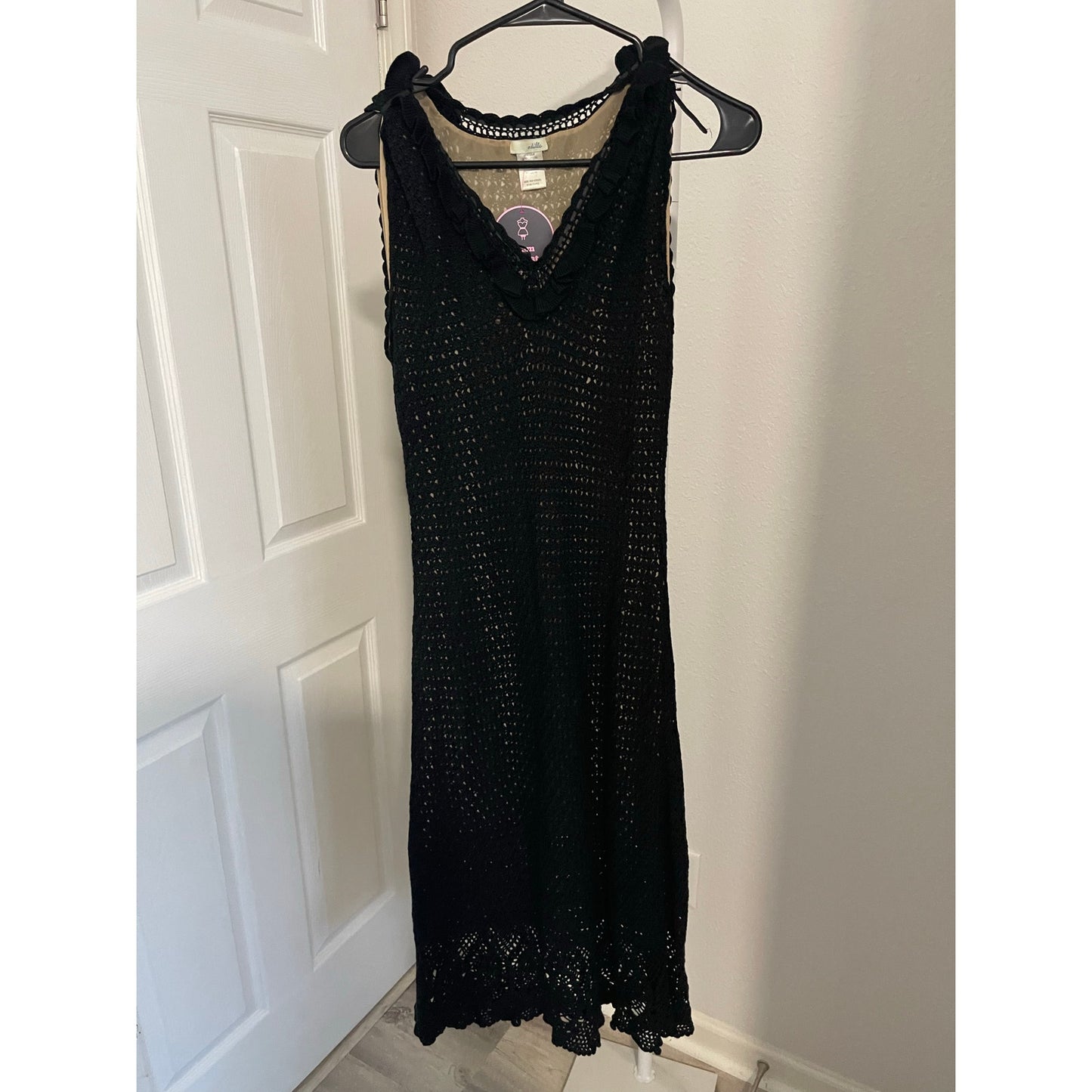 Odille Black Crocheted Dress