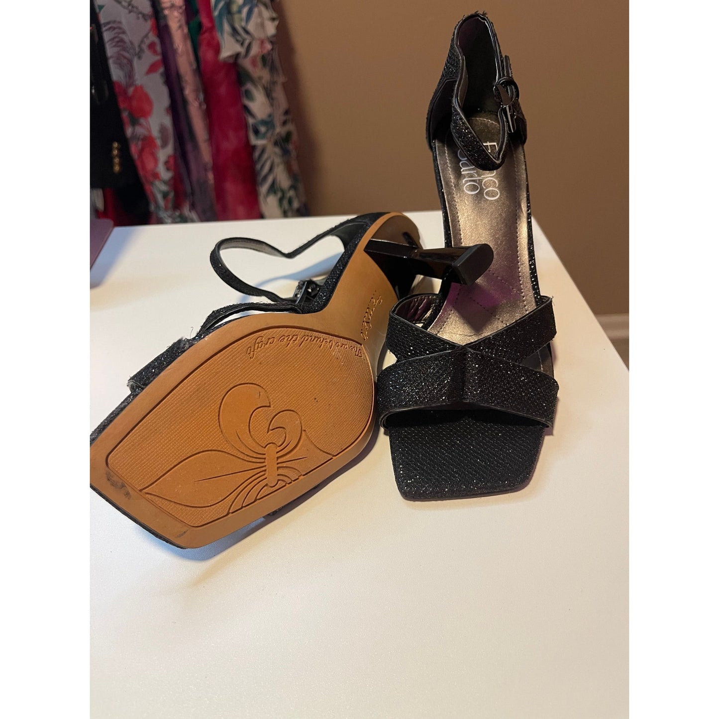 Franco Sarto Black Sparkly Heels