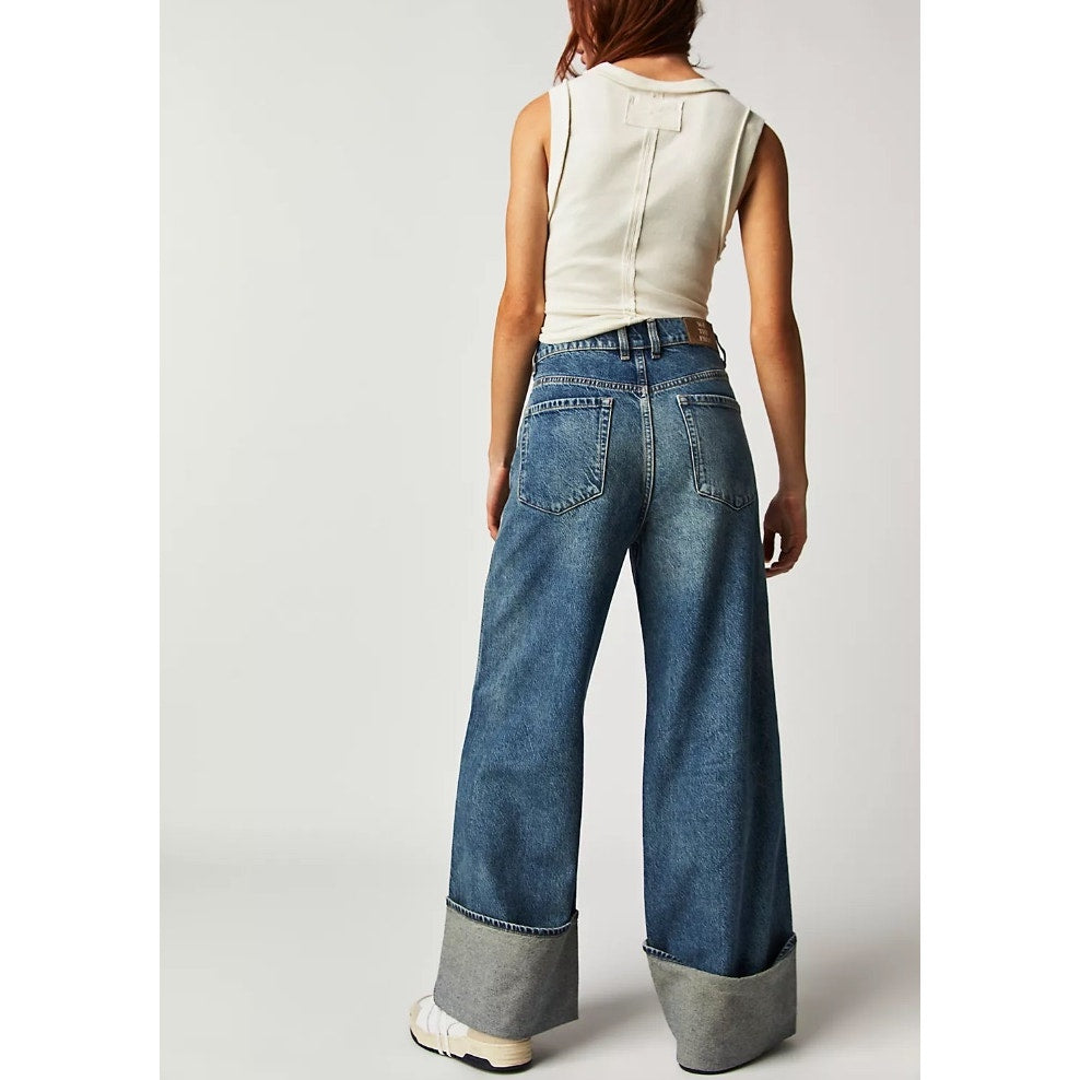 Free People Final Countdown Cuffed Mid-Rise Denim