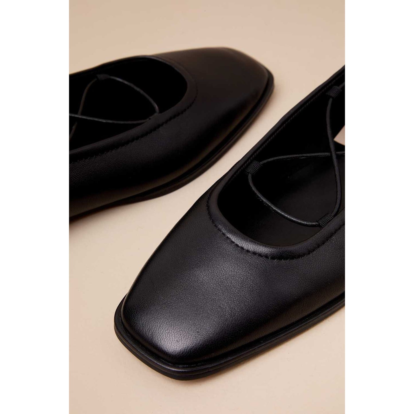 Dolce Vita Ryder Black Leather Lace-Up Ballet Flats