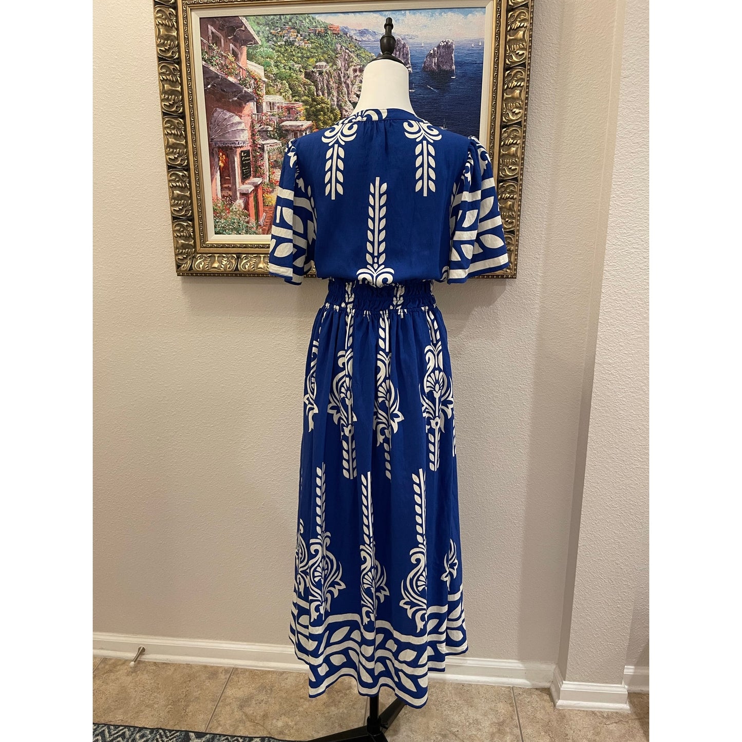 Umgee Boho Peplum Smocked Waist Dress