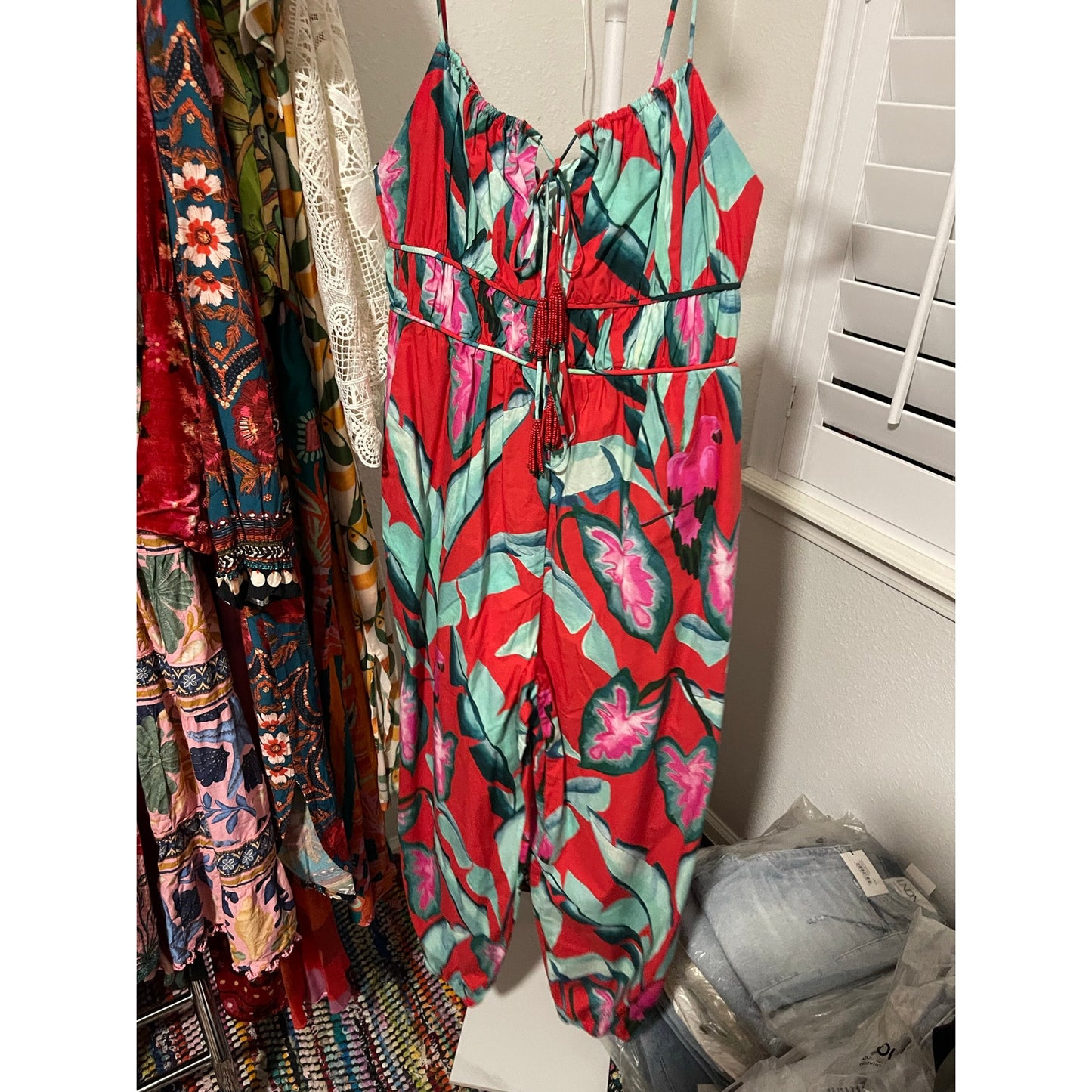 Farm Rio Foliage Cropped Jumpsuit
