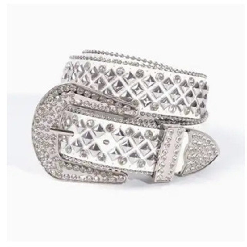 White and Silver Studded Belt