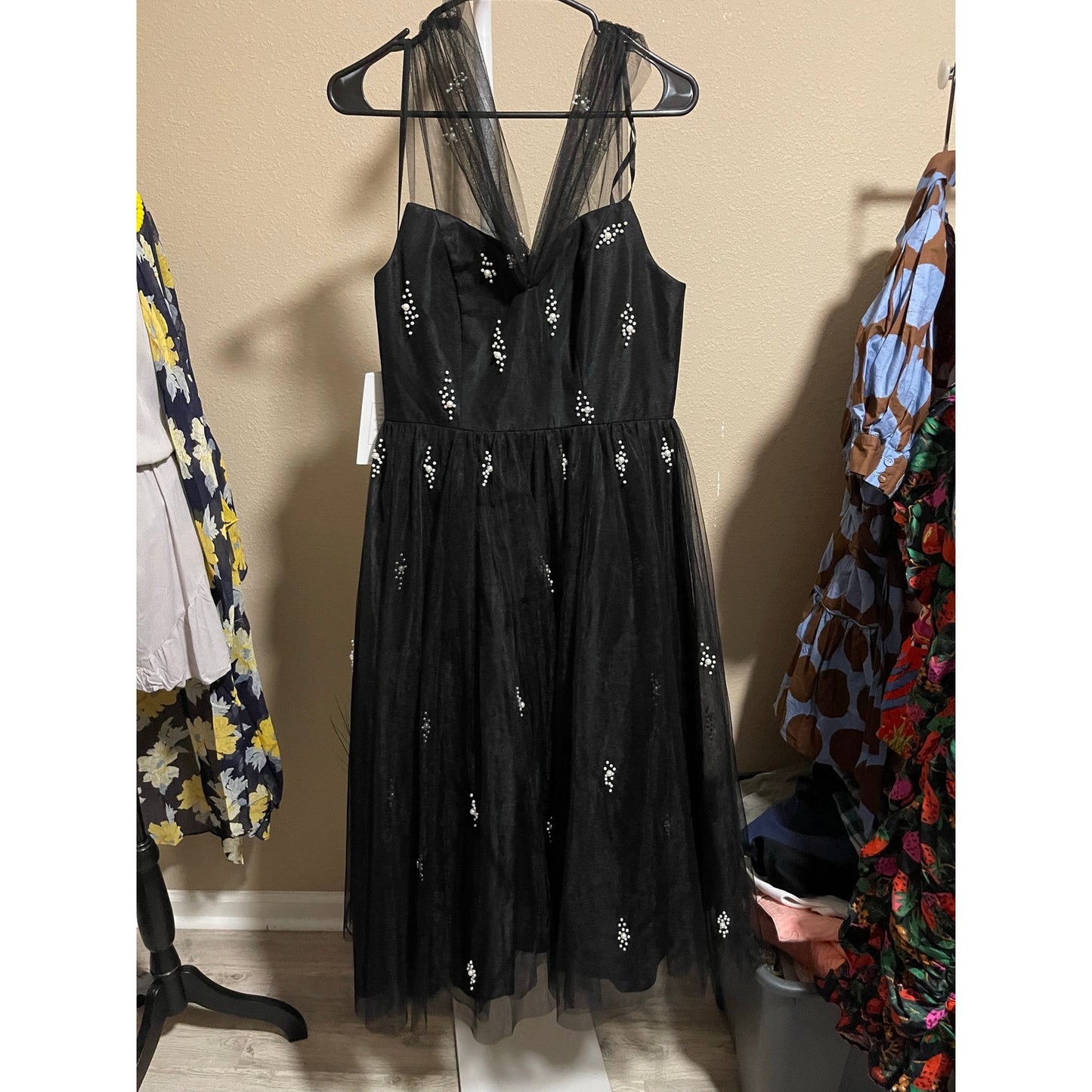 Mac Duggal Embellished Off-The-Shoulder Midi-Dress