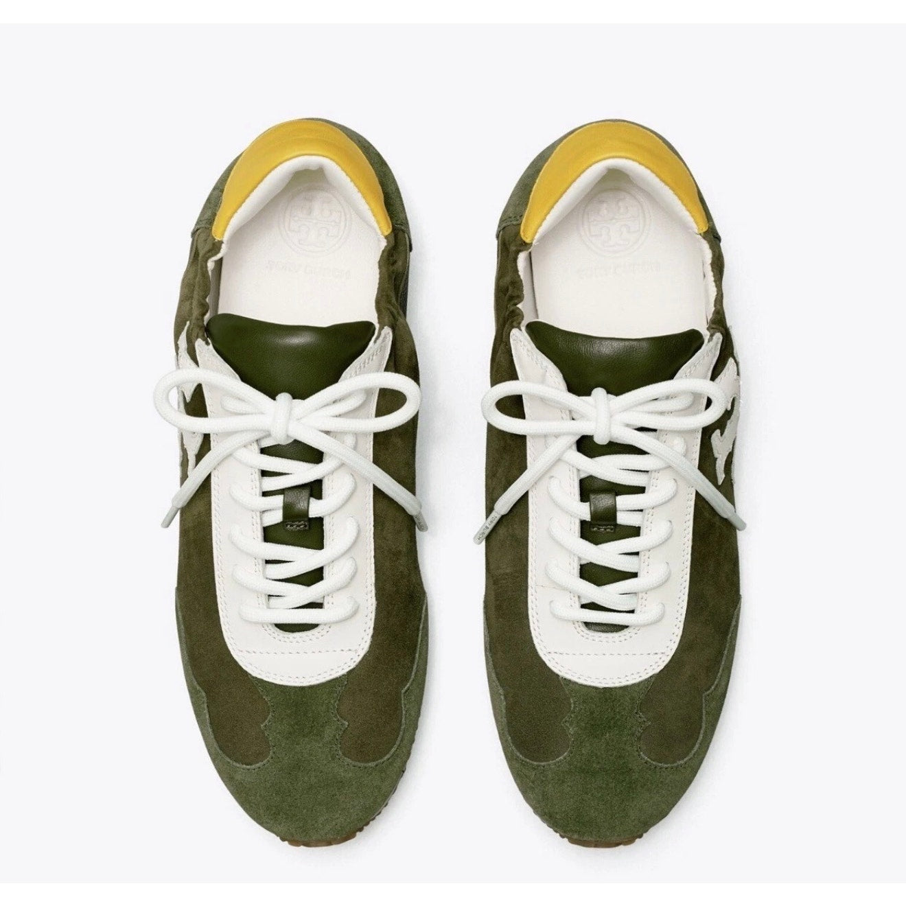 Tory Burch Green & Yellow Suede Sneakers