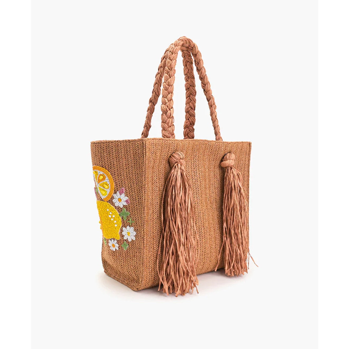 Daisy Citrus Straw Tote