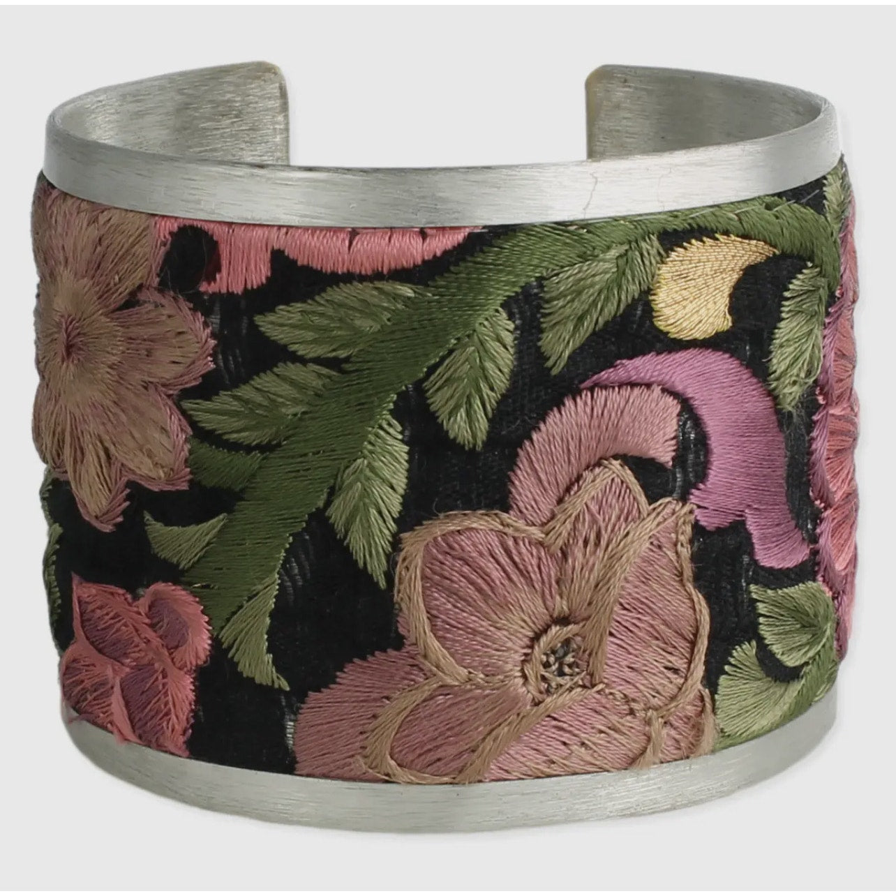 Purple Flower Embroidery Cuff Bracelet