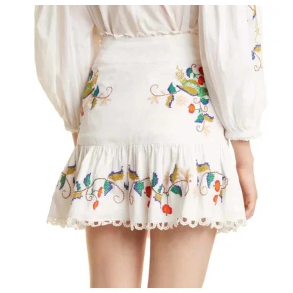 FARM Rio Pitanga Embroidered Miniskirt