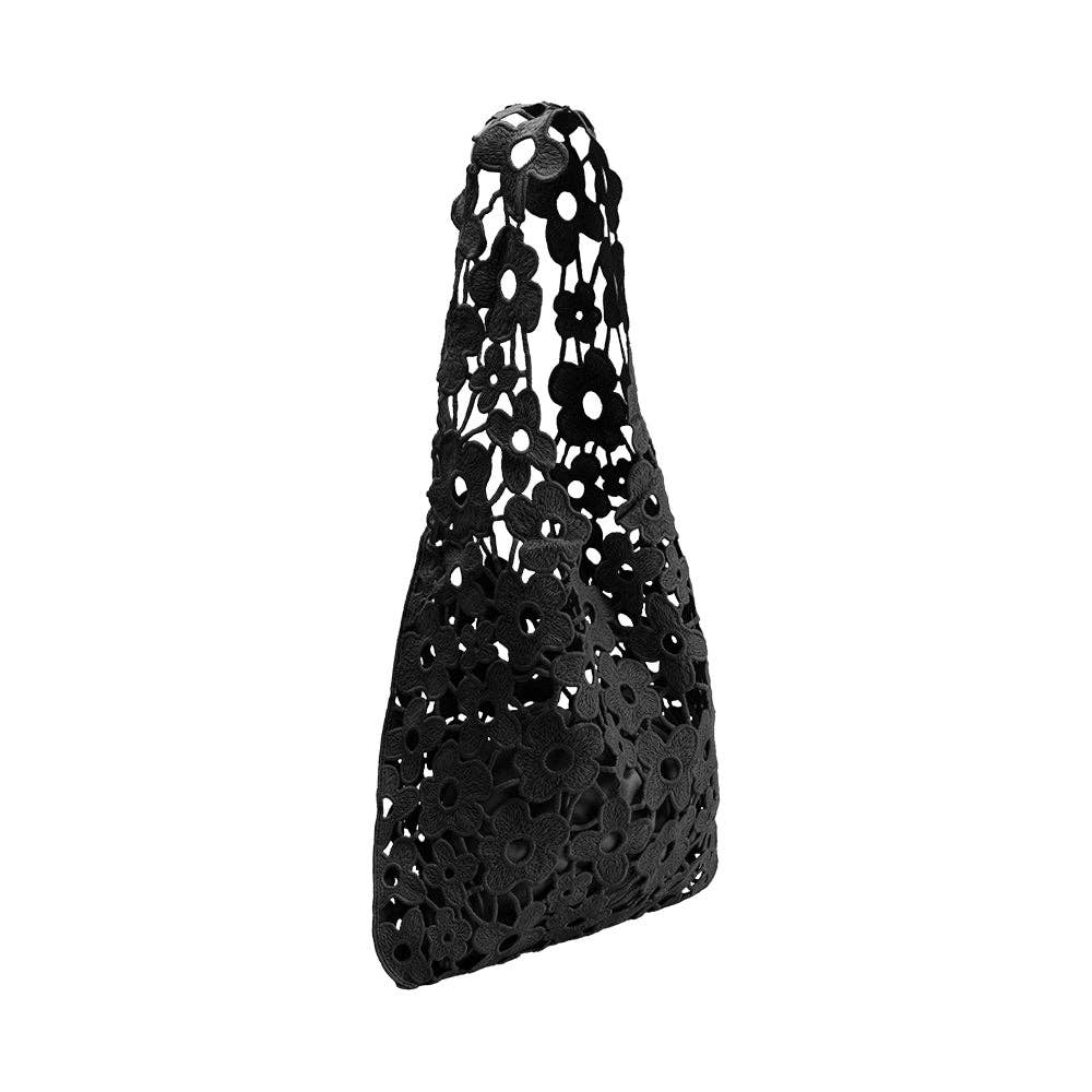 Melie Bianco - Aster Black Floral Shoulder Bag