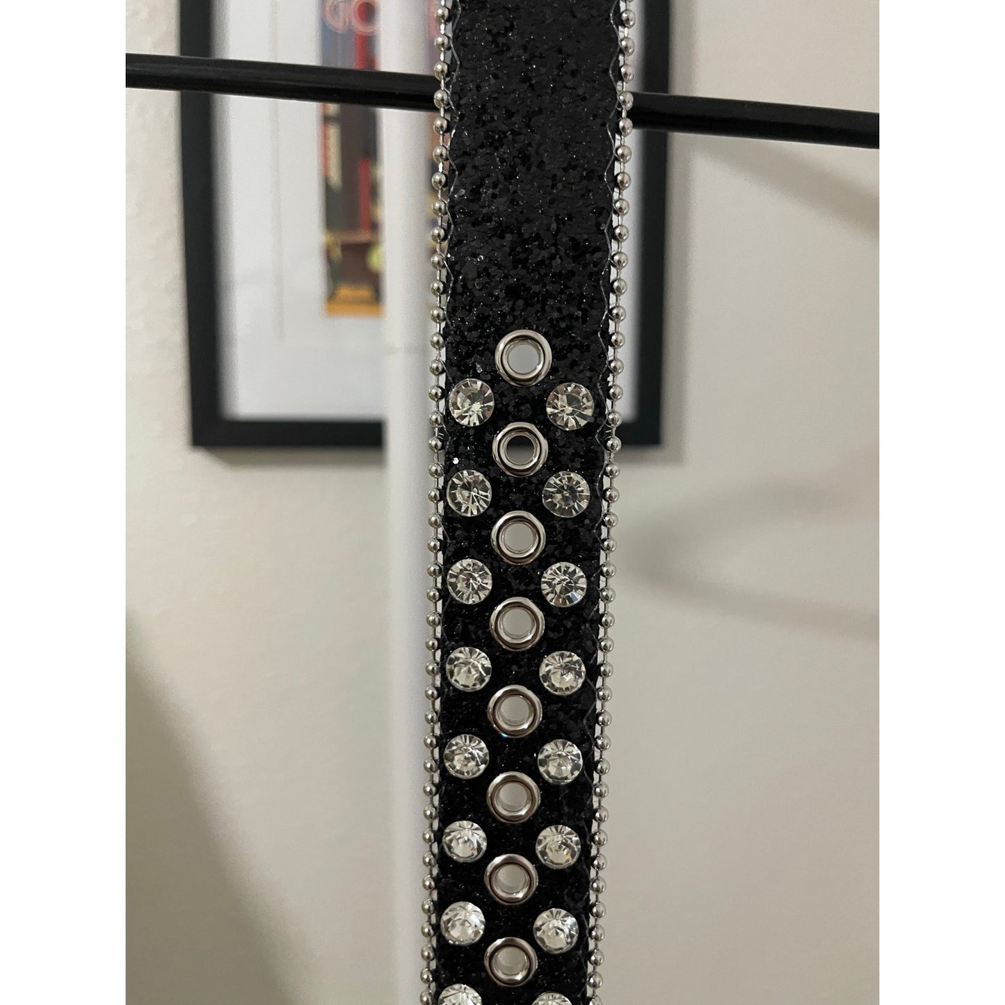Black Rhinestone Studded Belt