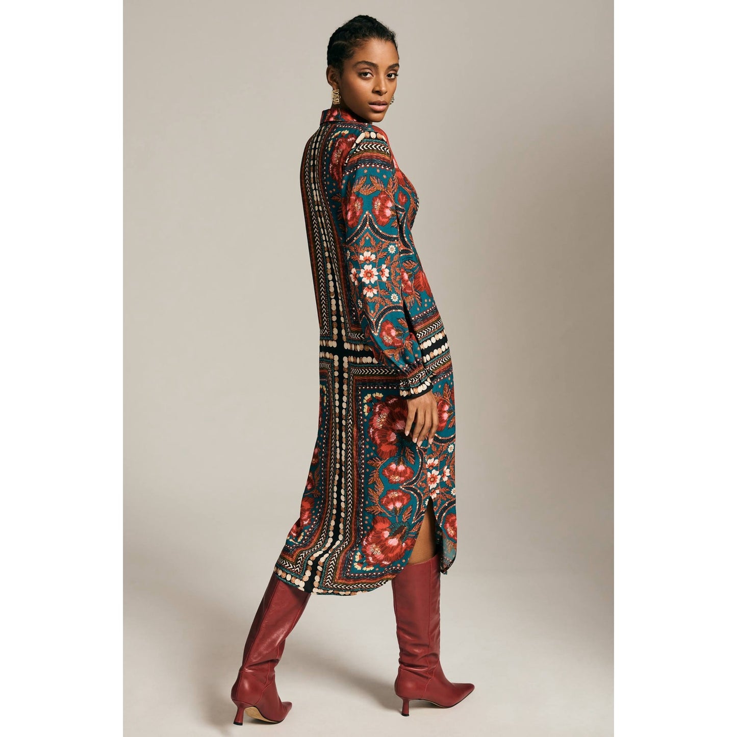 Farm Rio Long-Sleeve Shirt Dress