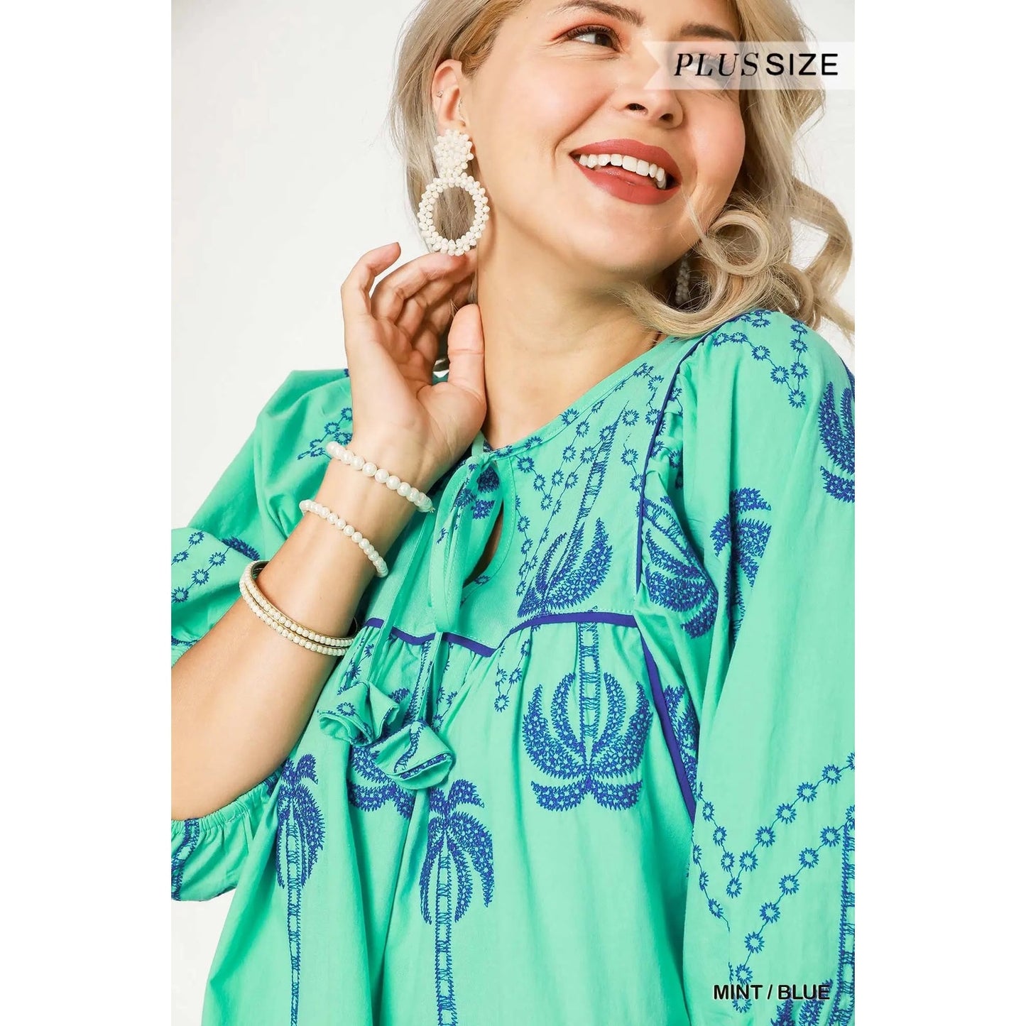 Umgee Boho Embroidered Babydoll Dress - Plus