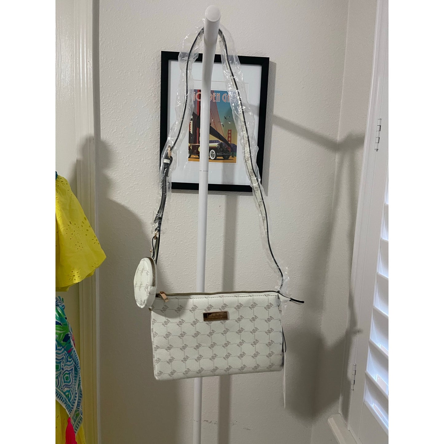 Nicole Miller Ivory Signature Logo Crossbody
