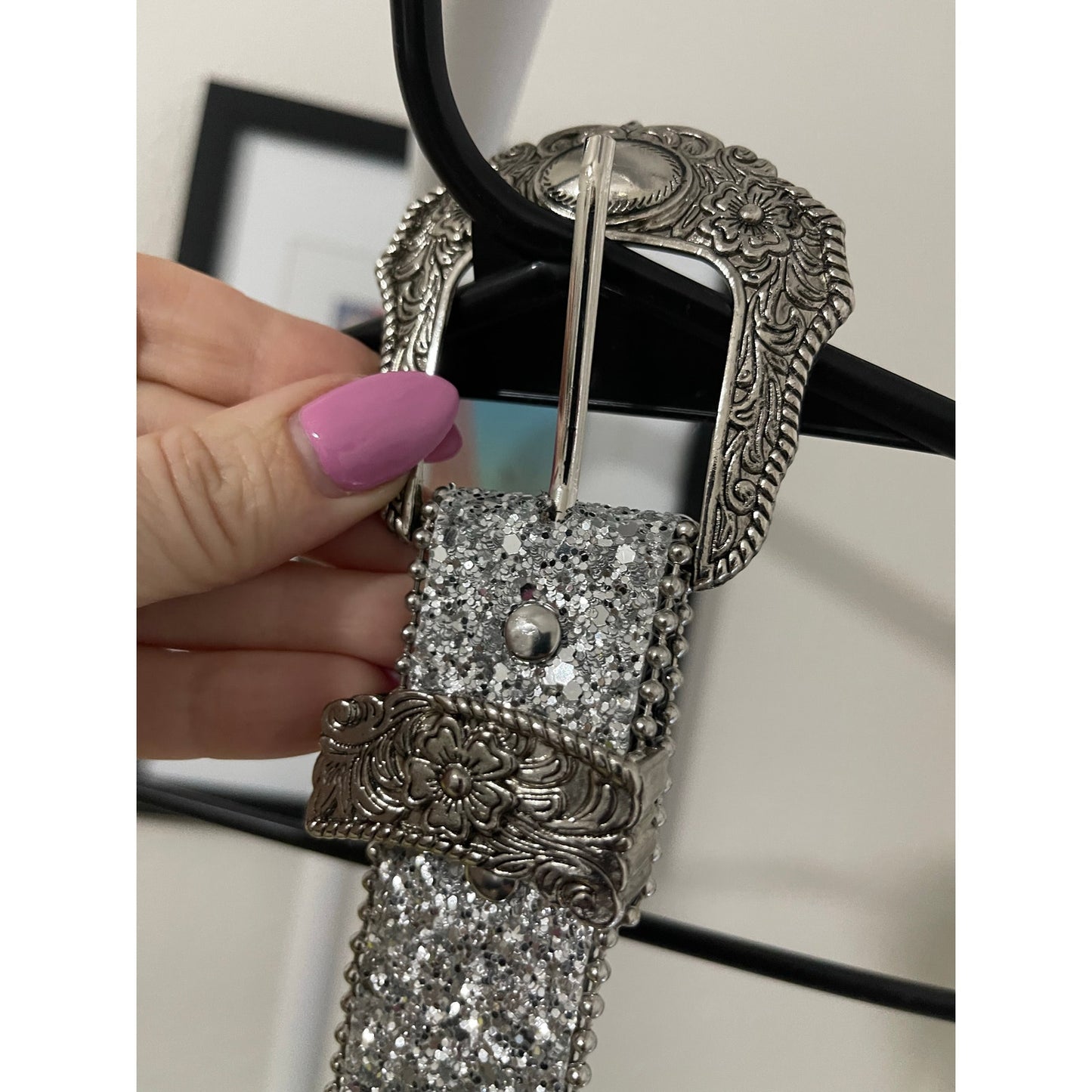 Silver Glittery and Rhinestone Western Belt