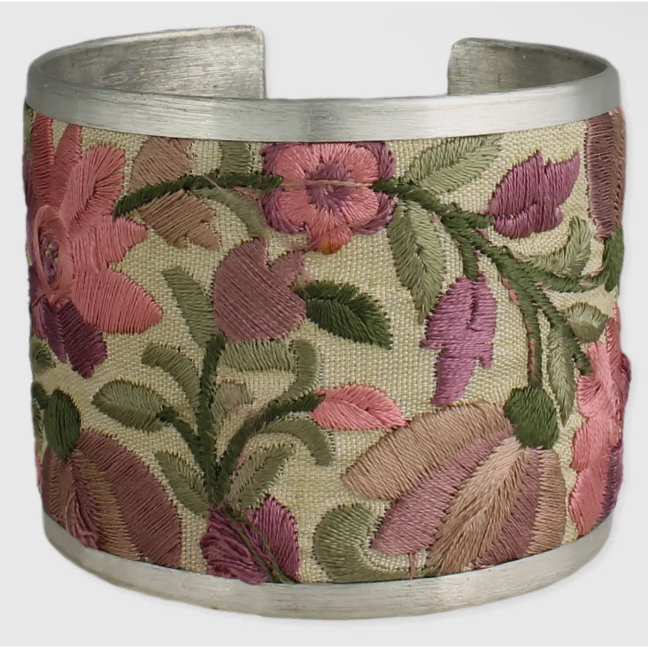 Light Pink Flower Embroidery Cuff Bracelet