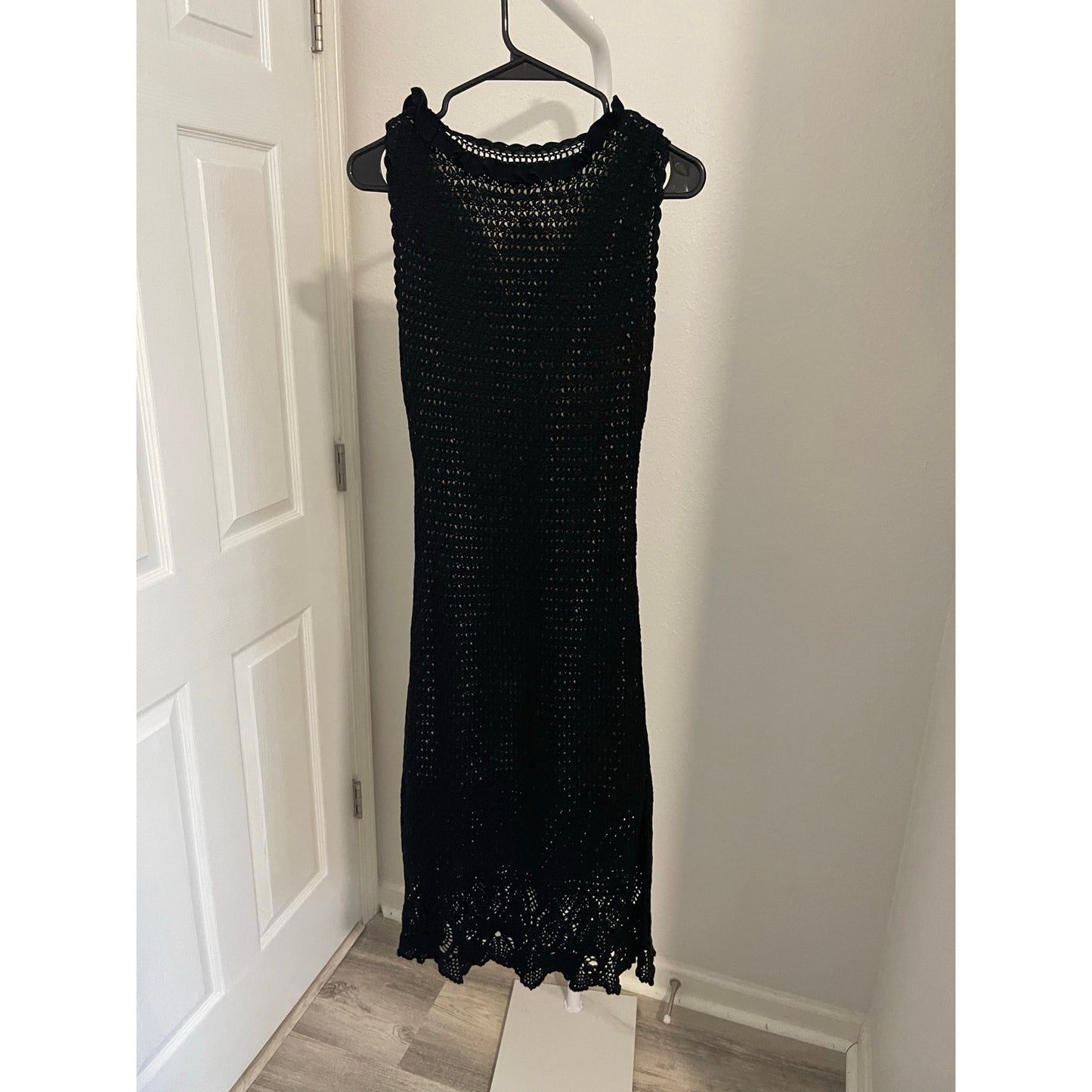 Odille Black Crocheted Dress